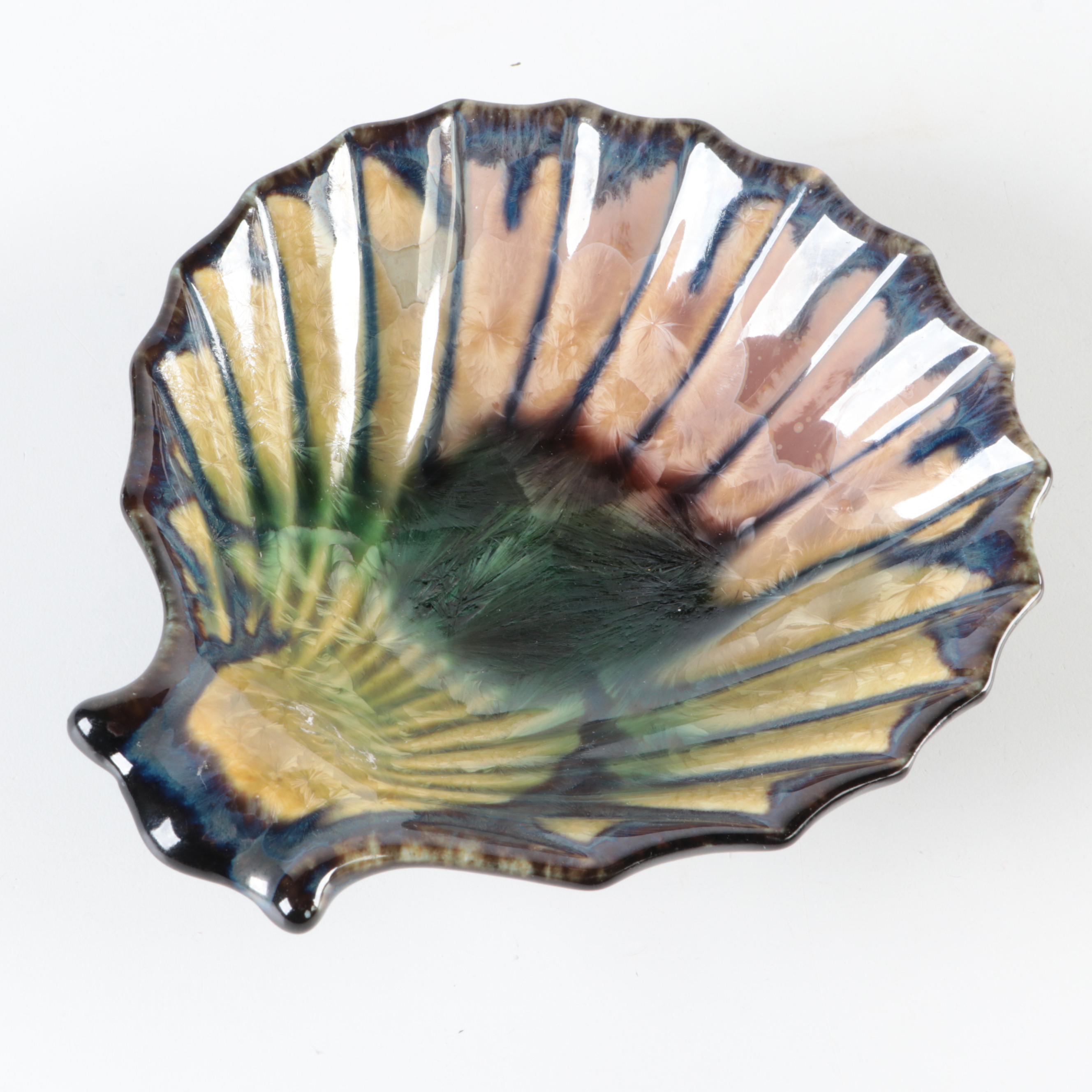 Edgewood Potteries Crystalline Glazed Shell Shaped Dishes