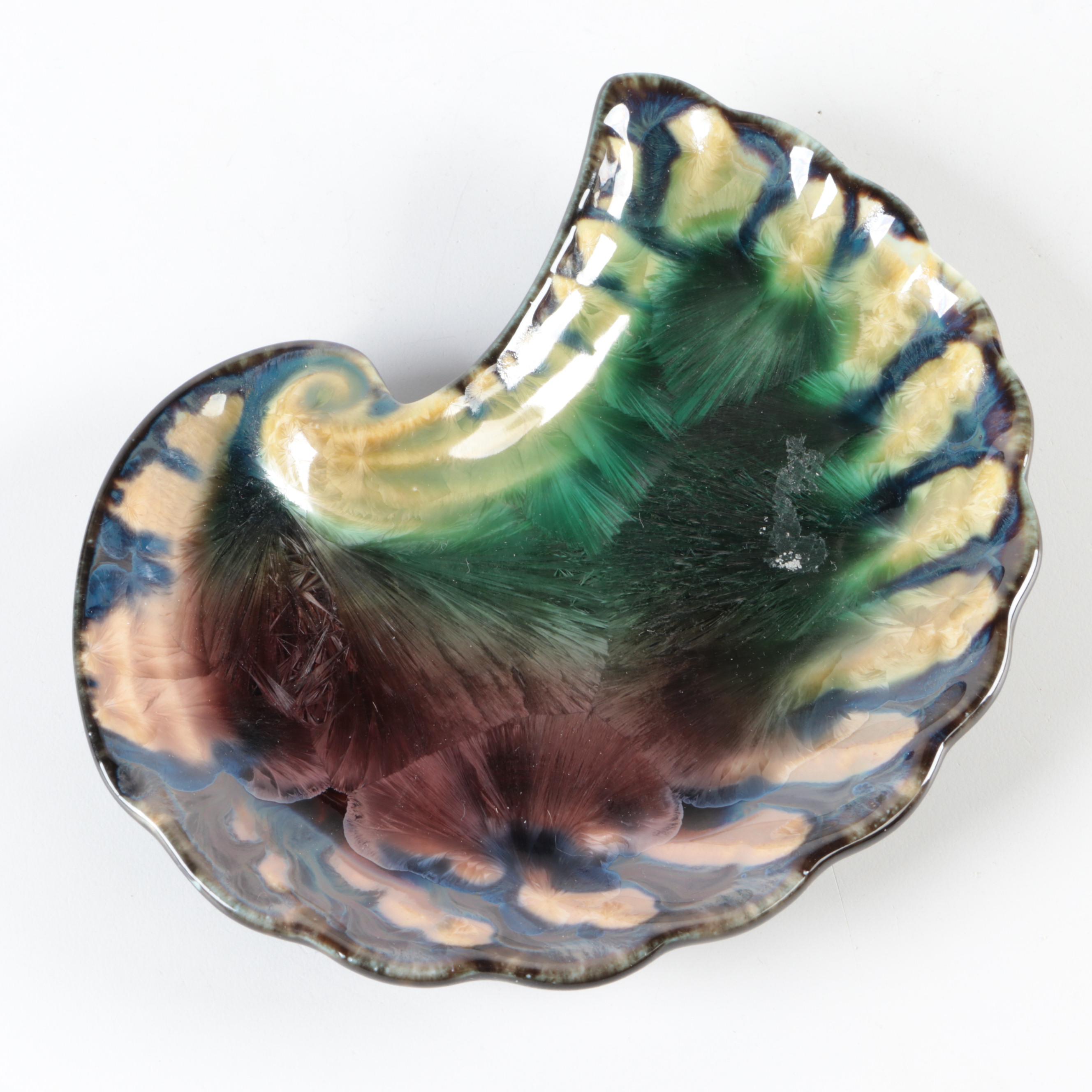 Edgewood Potteries Crystalline Glazed Shell Shaped Dishes