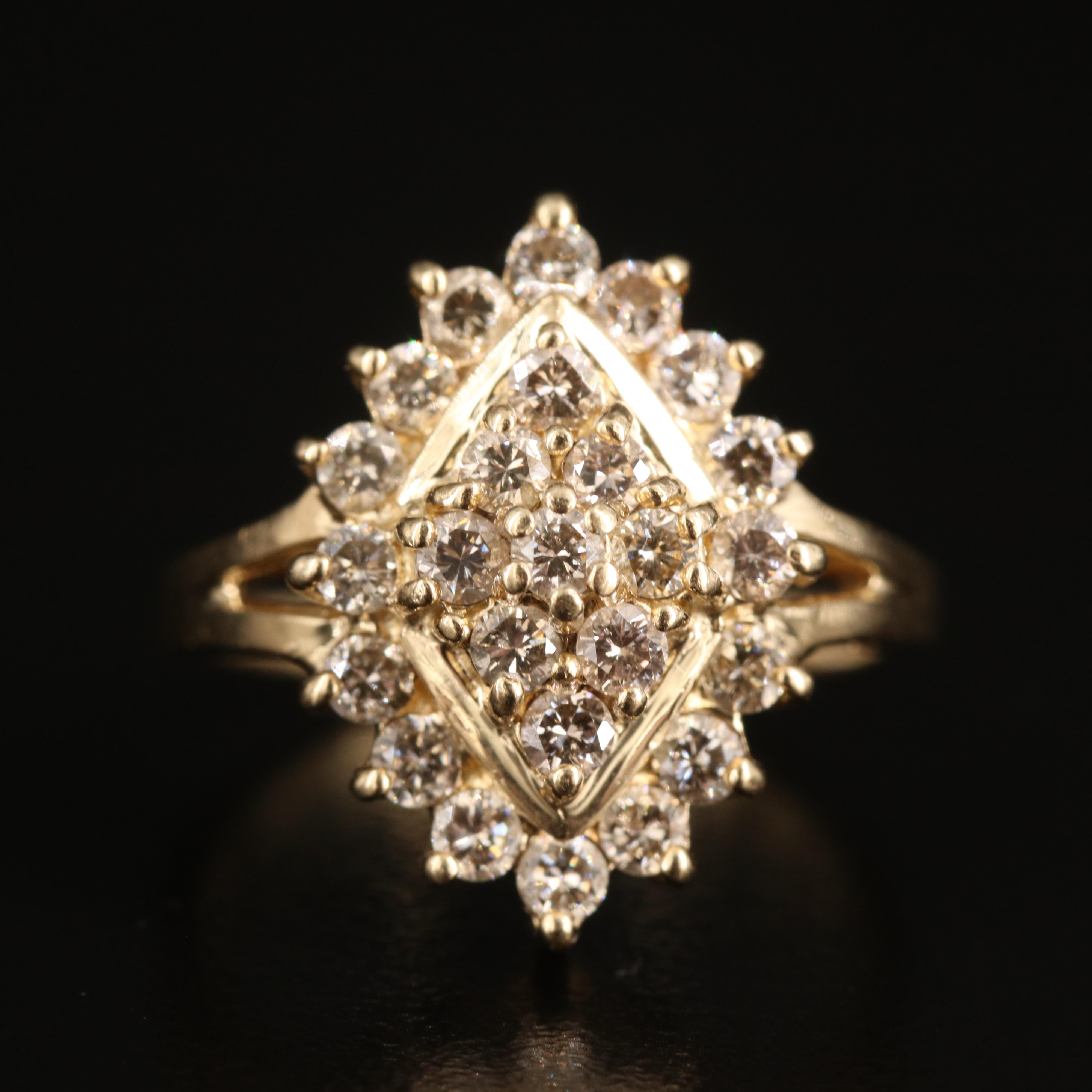 10K 1.00 CTW Diamond Navette Ring