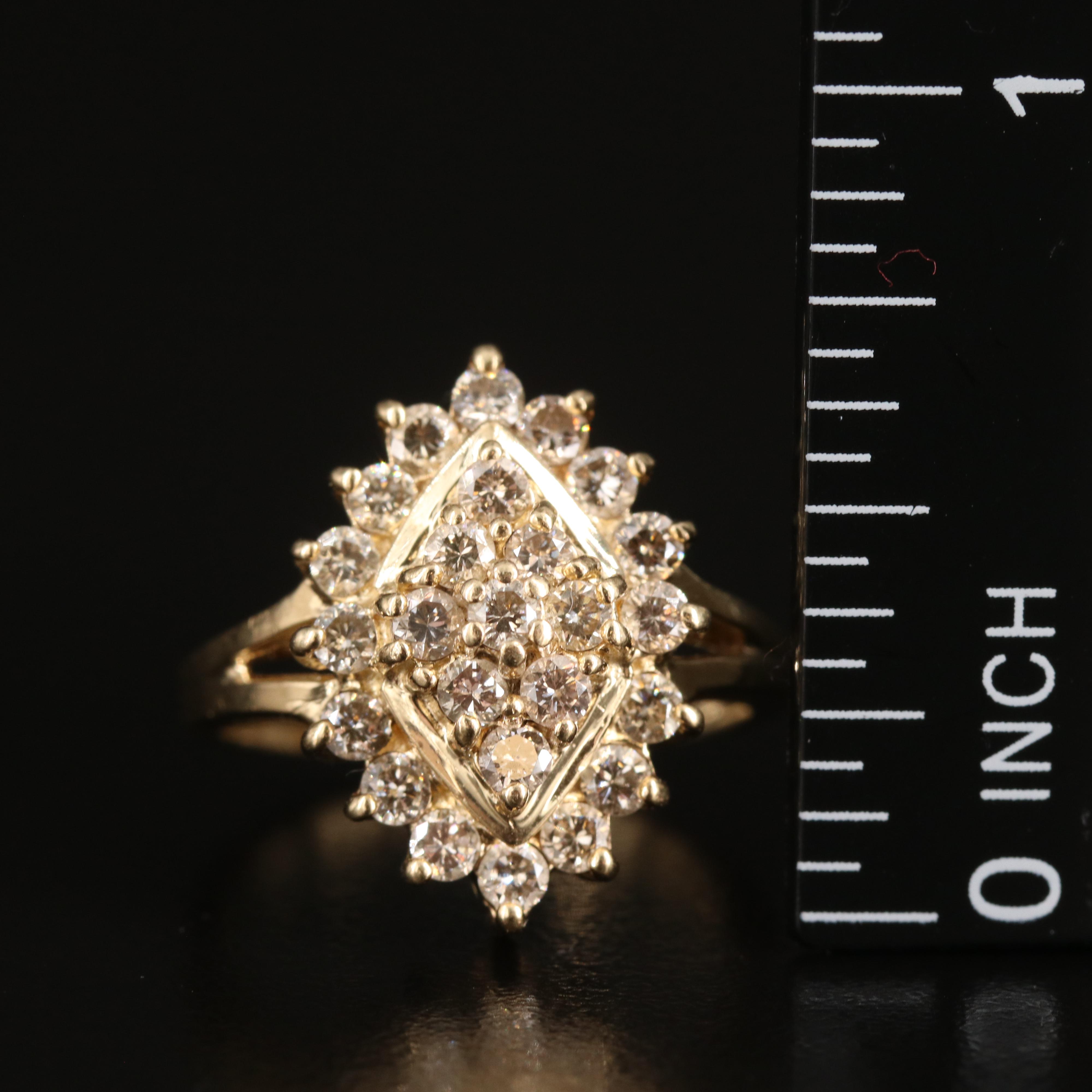 10K 1.00 CTW Diamond Navette Ring