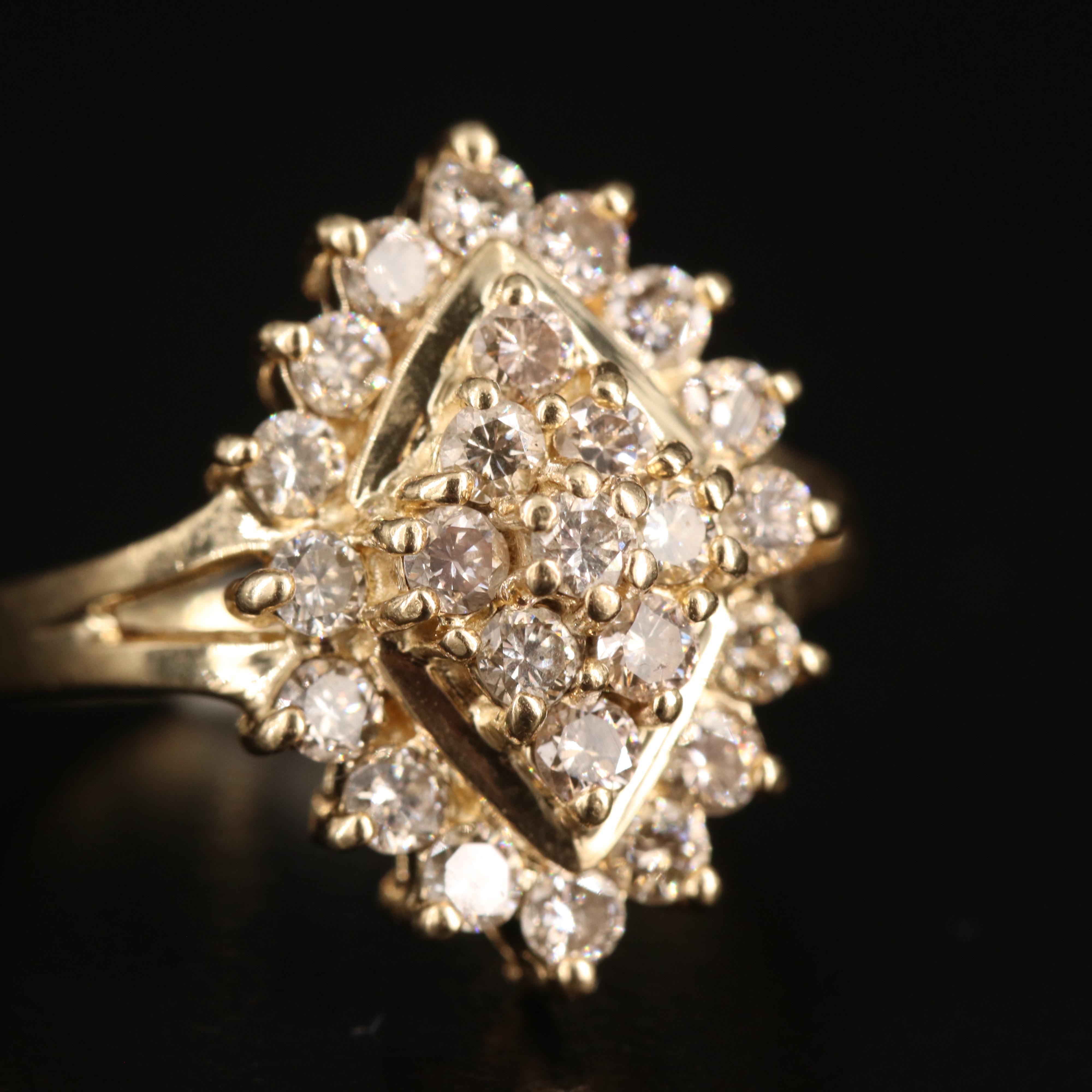 10K 1.00 CTW Diamond Navette Ring