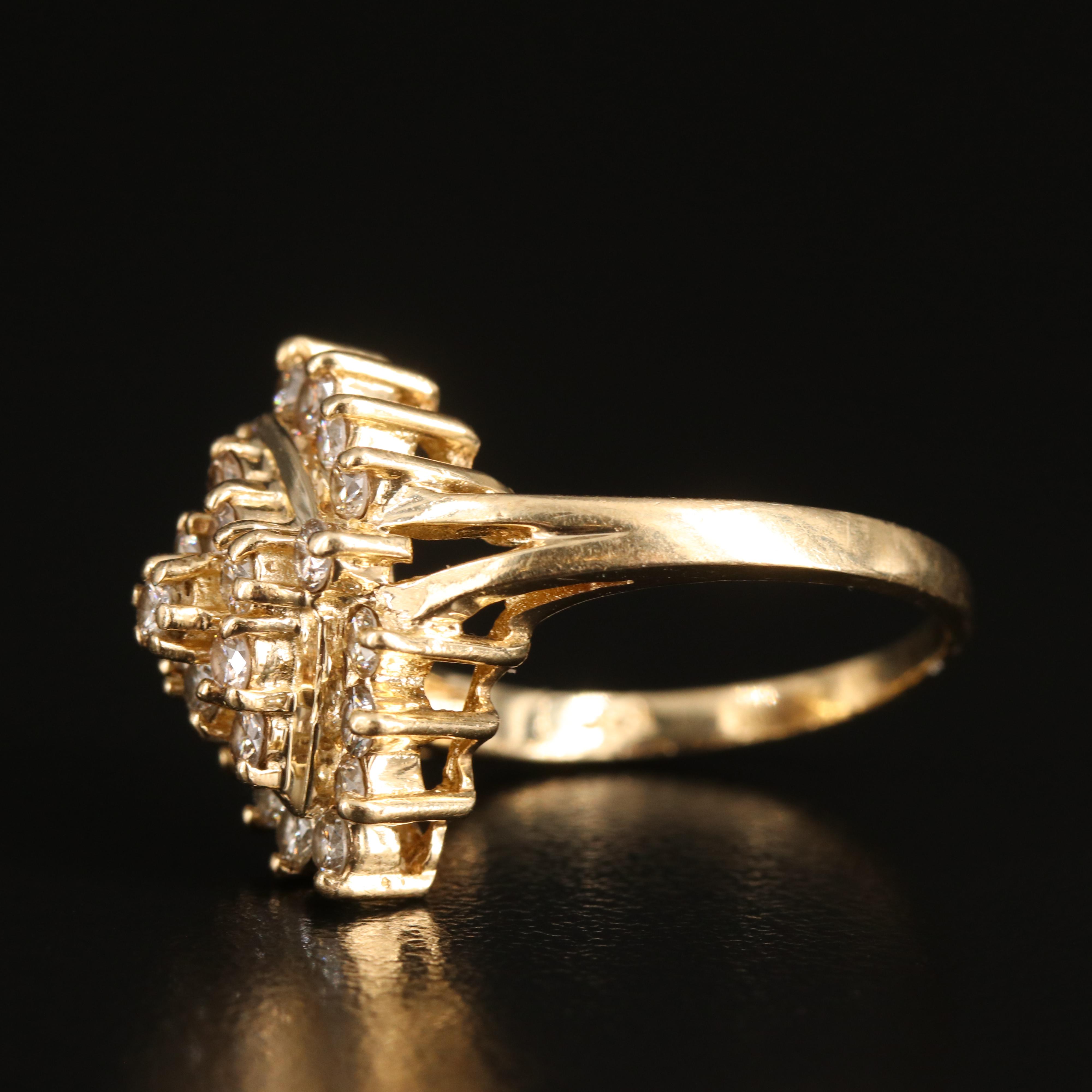 10K 1.00 CTW Diamond Navette Ring