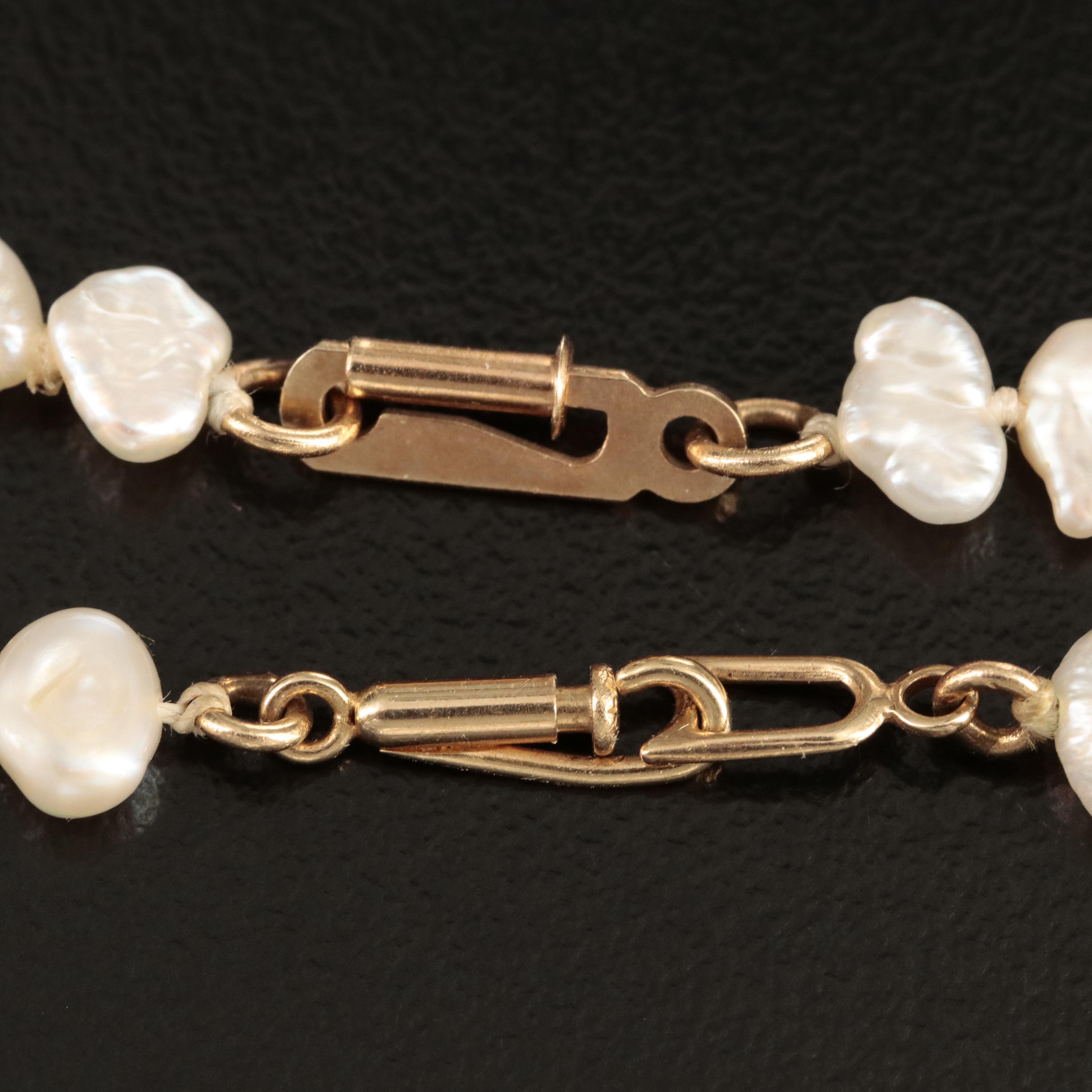 14K Pearl Necklace and Bracelet Set