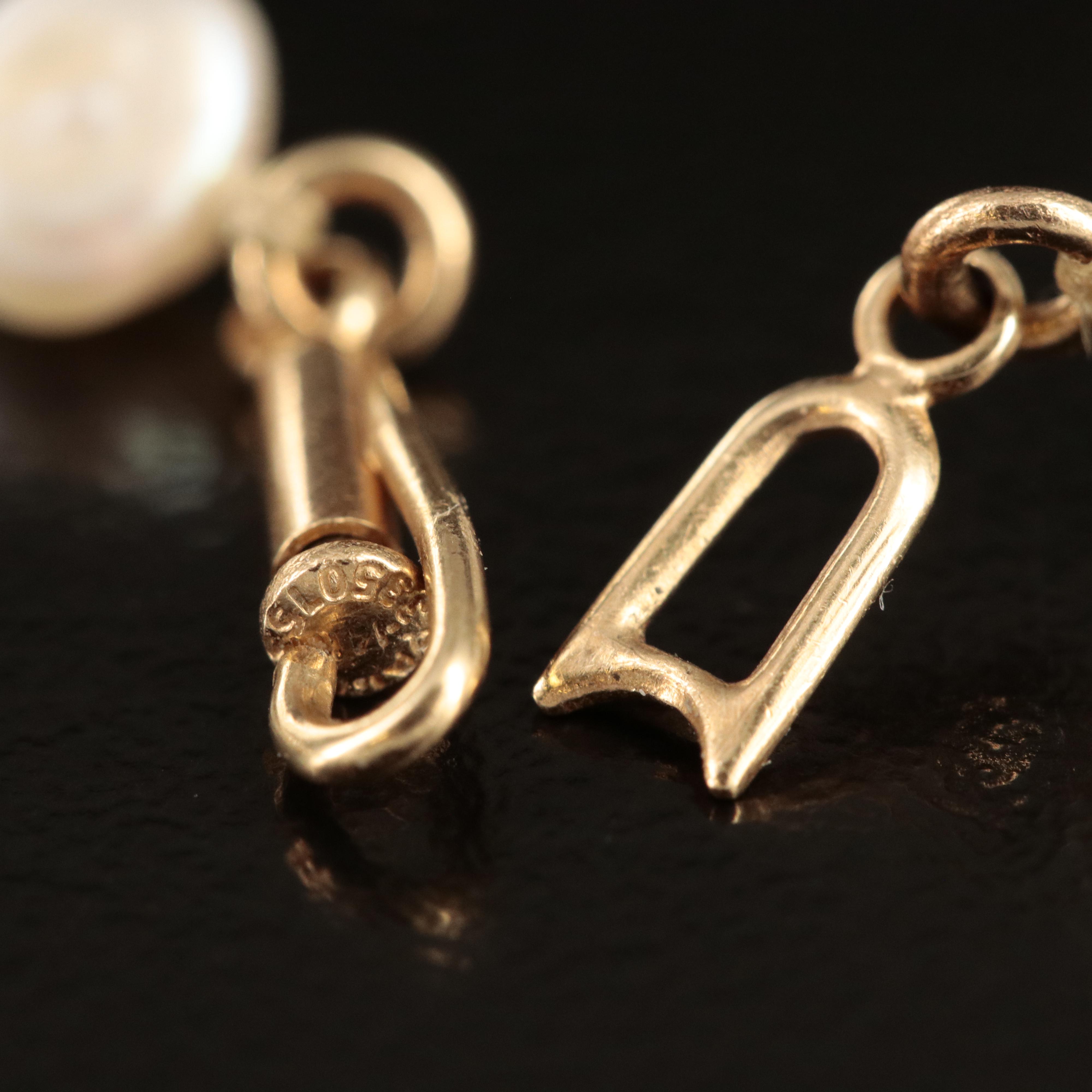 14K Pearl Necklace and Bracelet Set