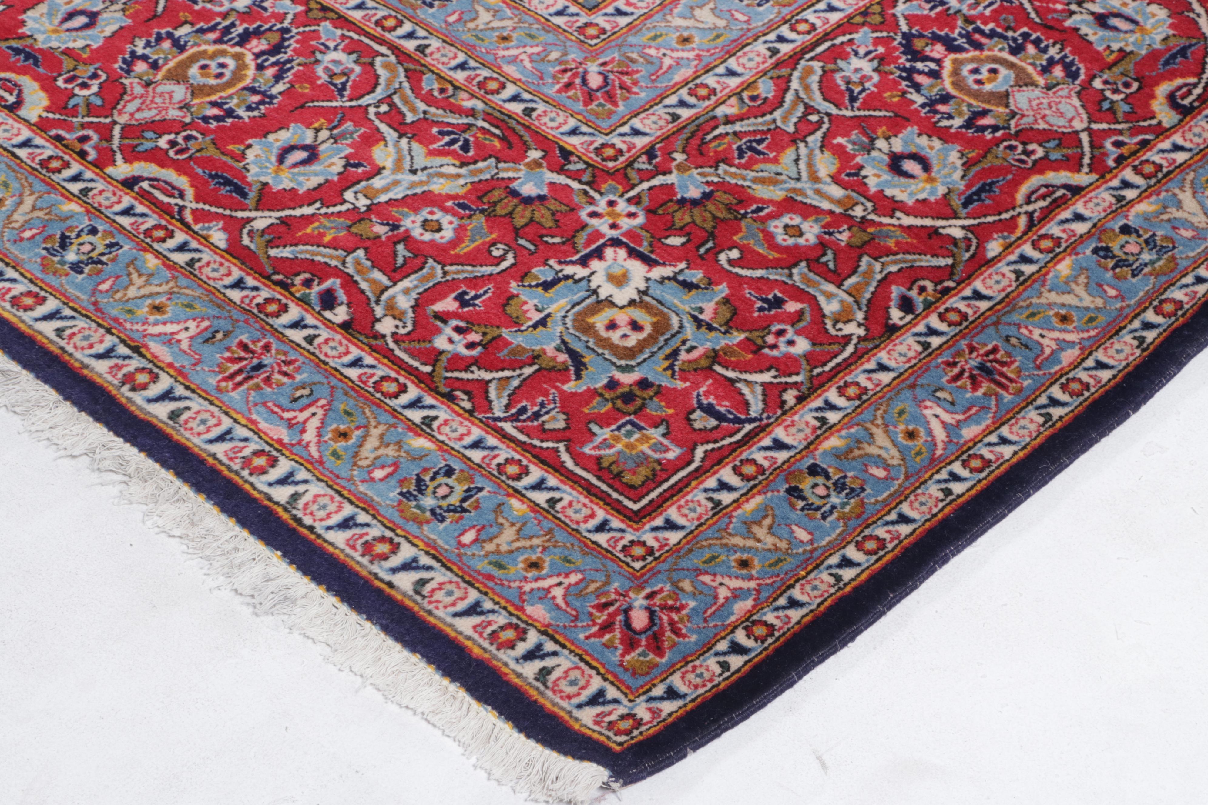 11'5 x 16'4 Hand-Knotted Persian Kashan Room Sized Rug