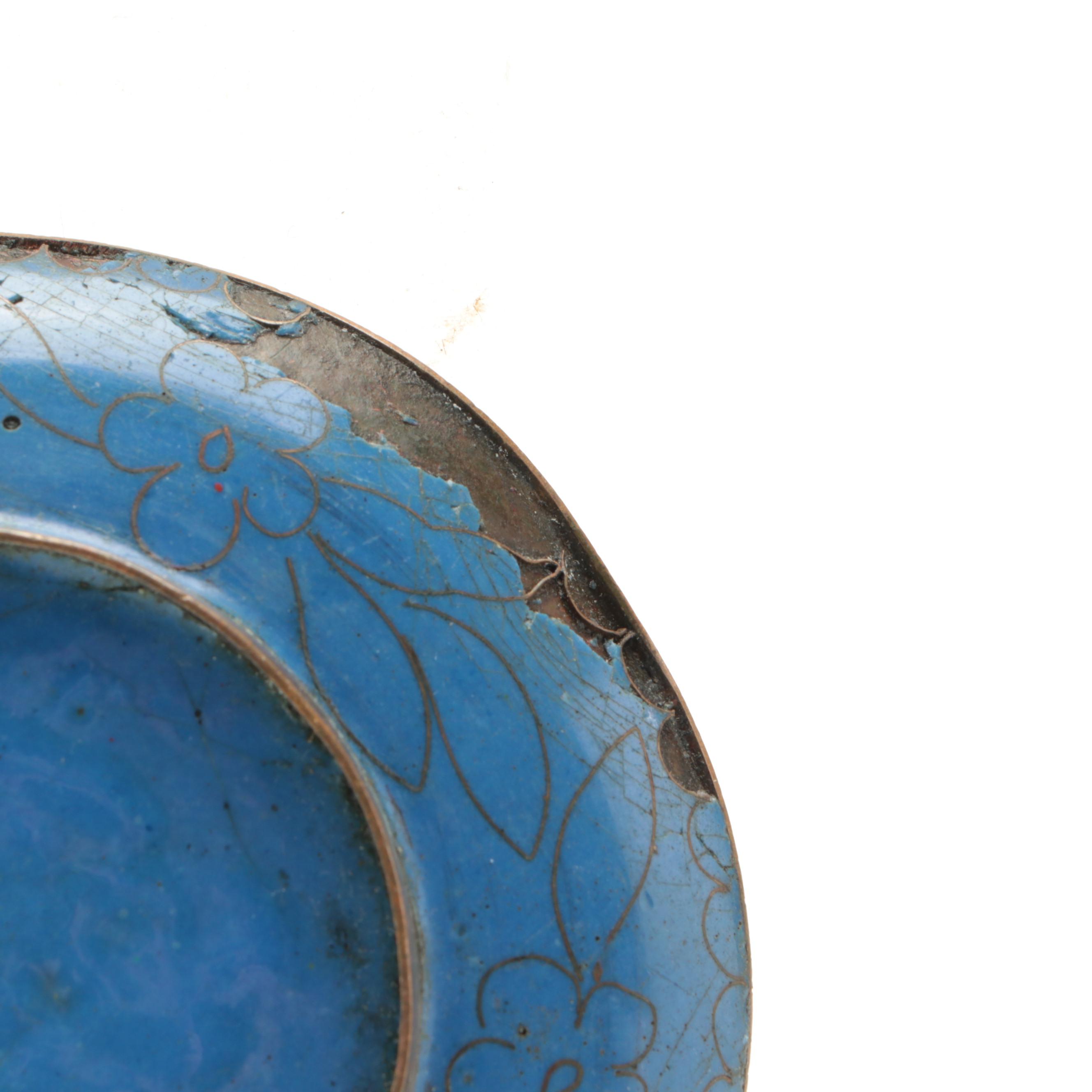 Burmese Gilt Lacquerware Bird Trinket Boxes with Chinese Cloisonné Dish