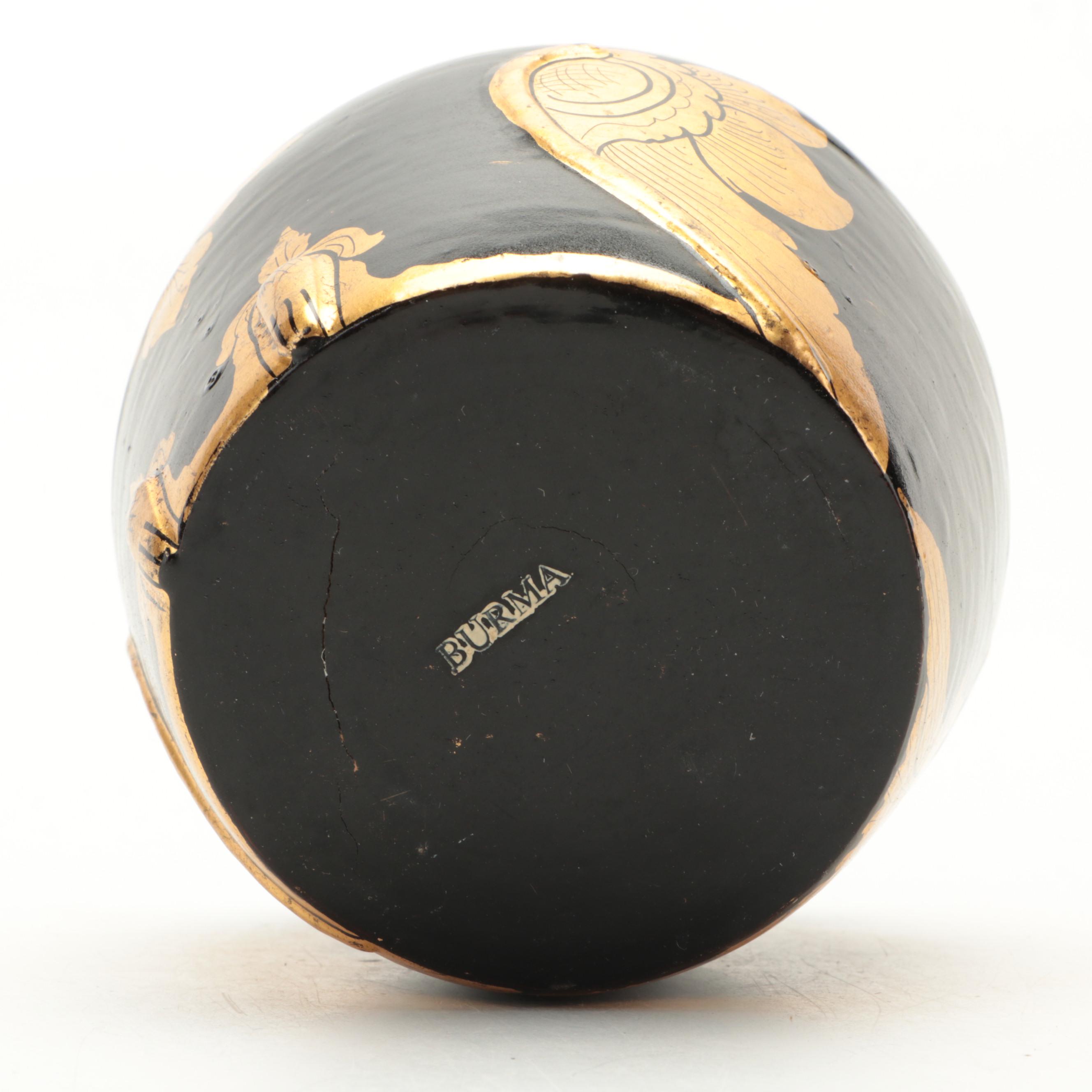 Burmese Parcel Gilt Lacquerware Owl Box and More Animal Boxes