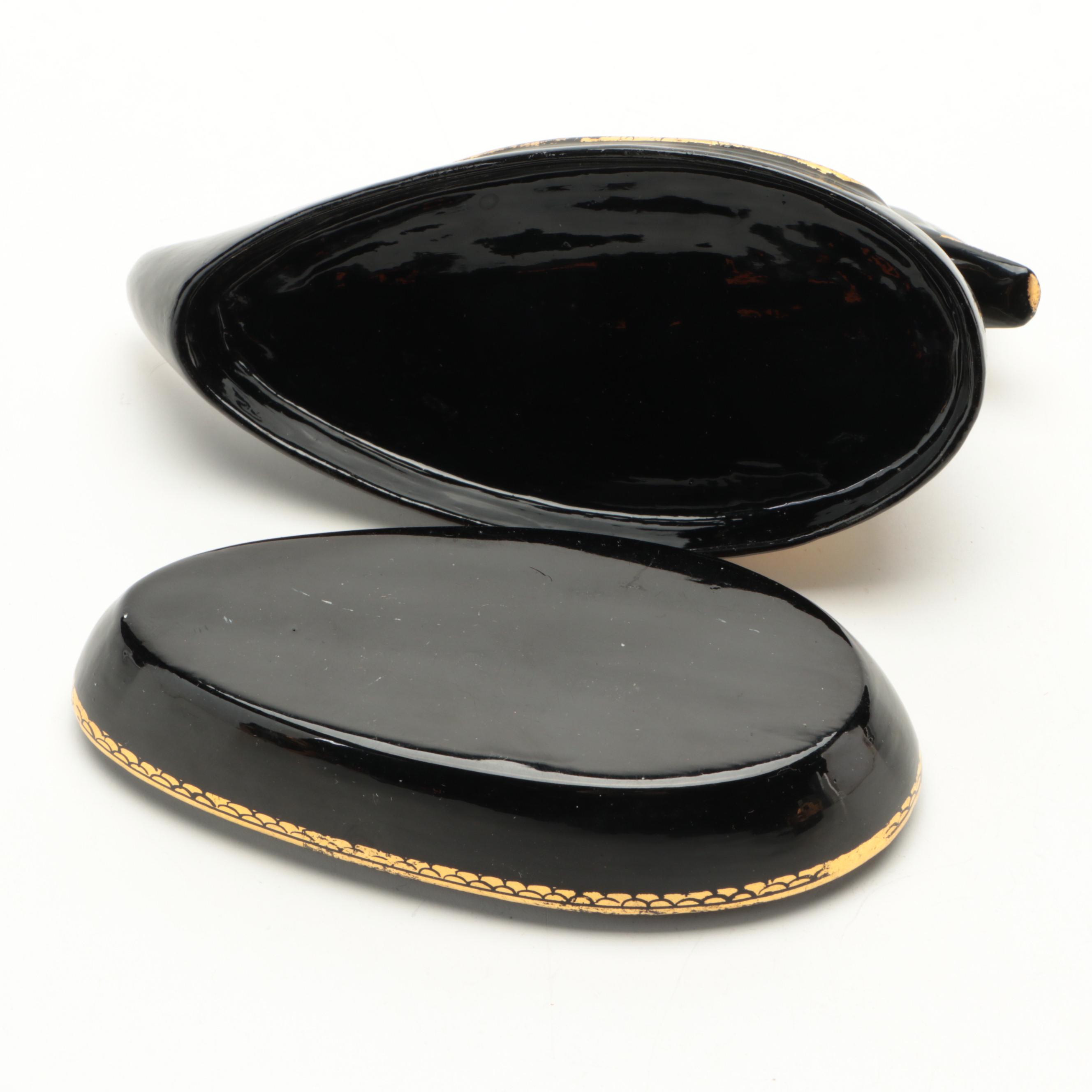 Burmese Parcel Gilt Lacquerware Owl Box and More Animal Boxes