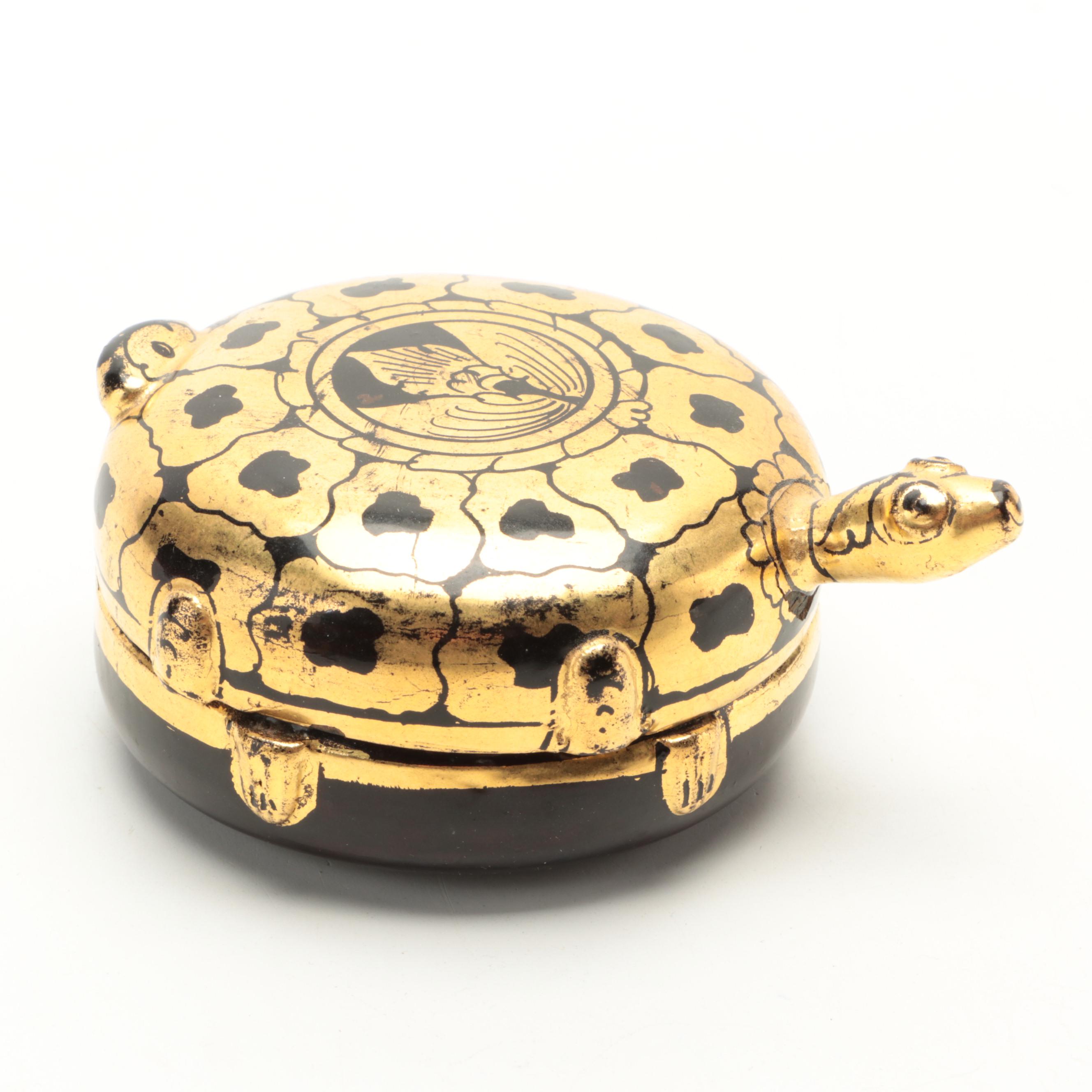Burmese Parcel Gilt Lacquerware Owl Box and More Animal Boxes