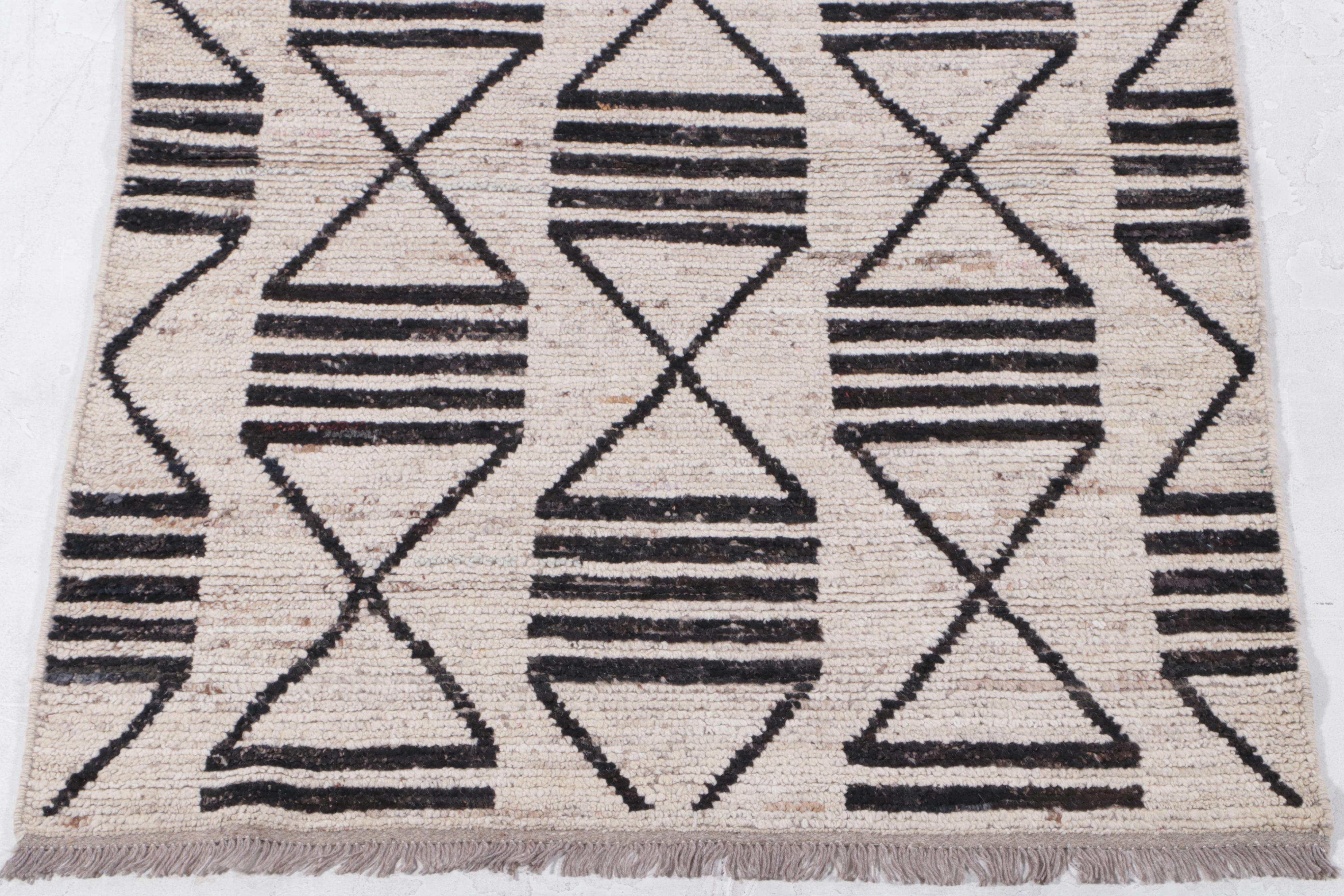 4'3 x 19'4 Hand-Knotted Moroccan Berber Long Rug