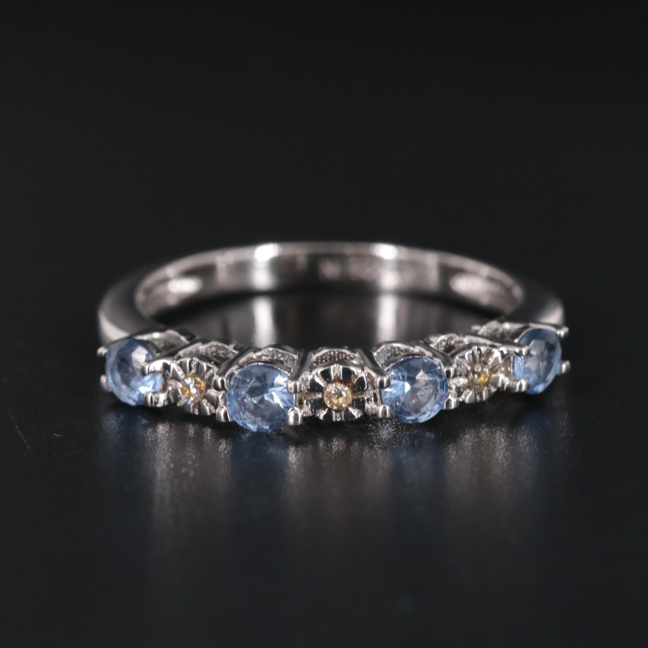 Sterling Silver Topaz and Cubic Zirconia Ring