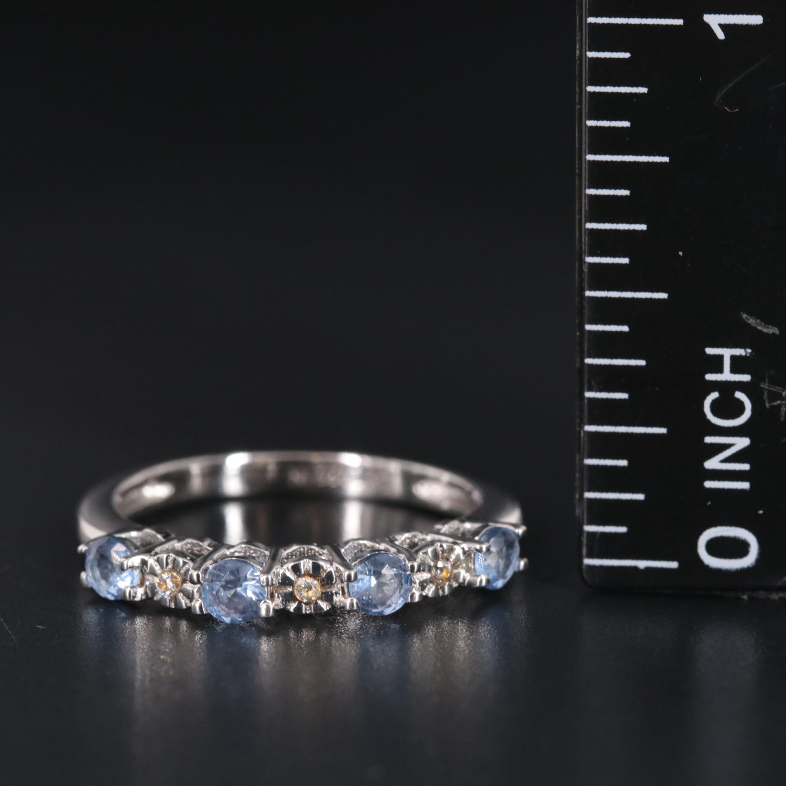 Sterling Silver Topaz and Cubic Zirconia Ring