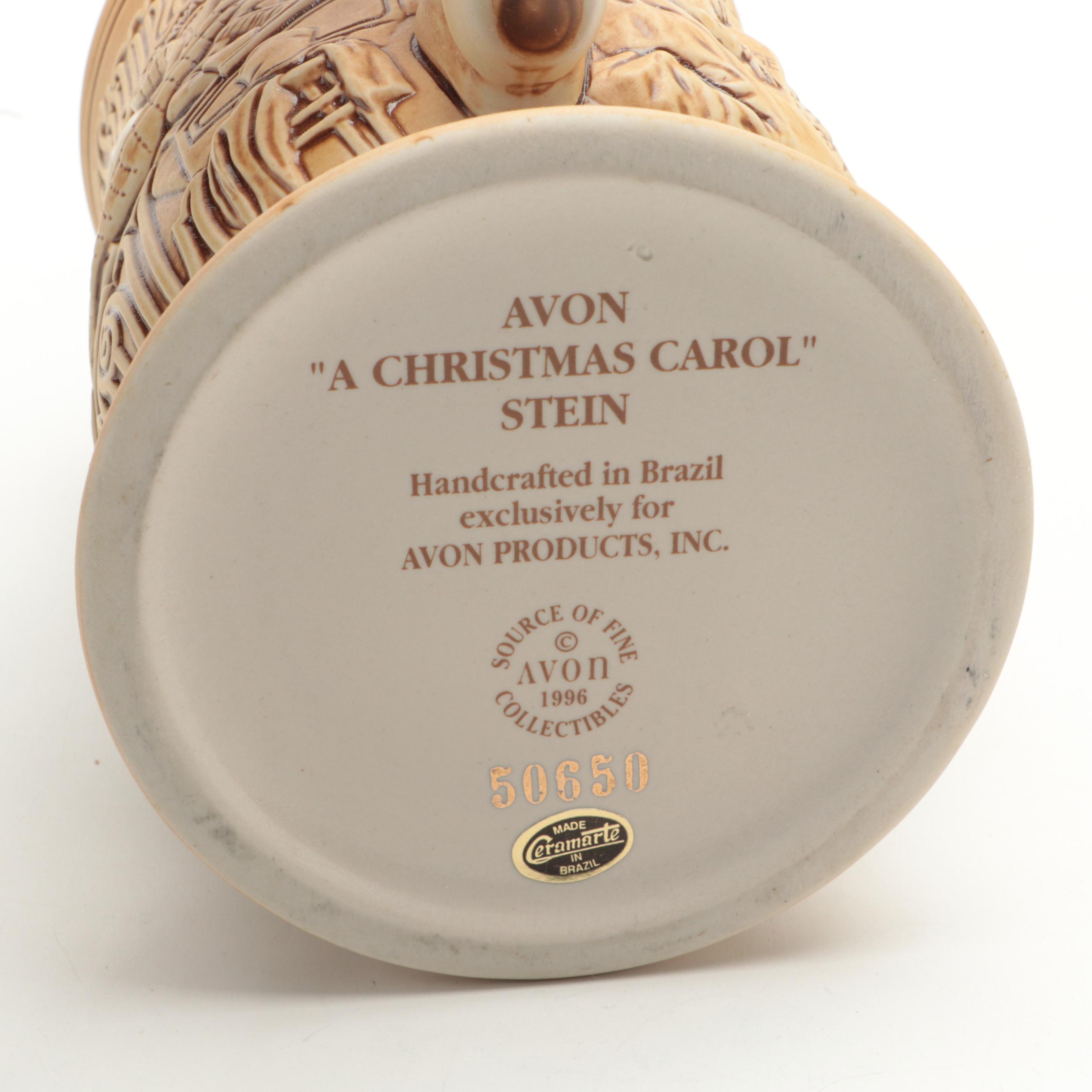 Avon "A Christmas Carol" and "Father Christmas" Ceramic Steins