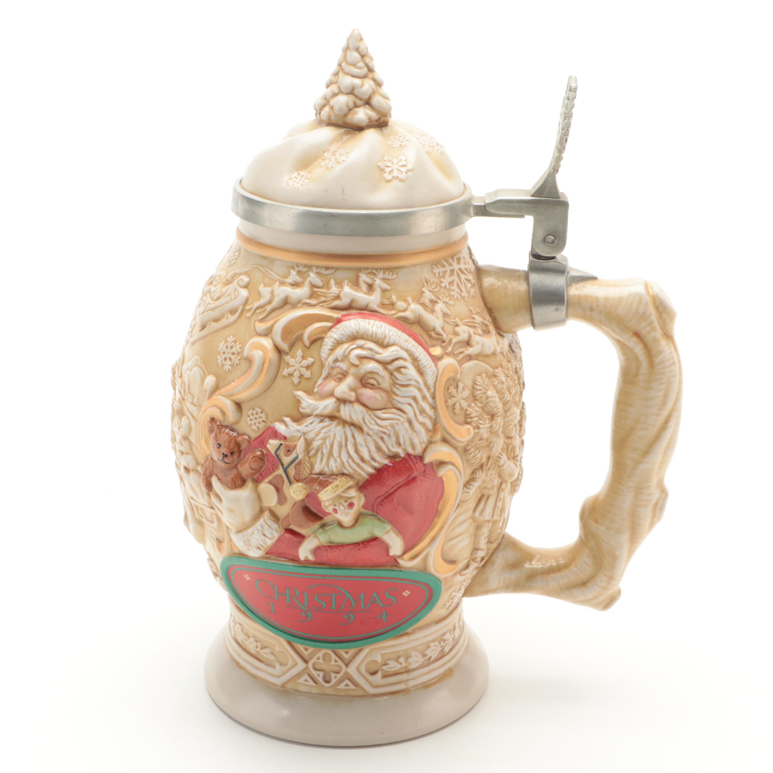 Avon "A Christmas Carol" and "Father Christmas" Ceramic Steins