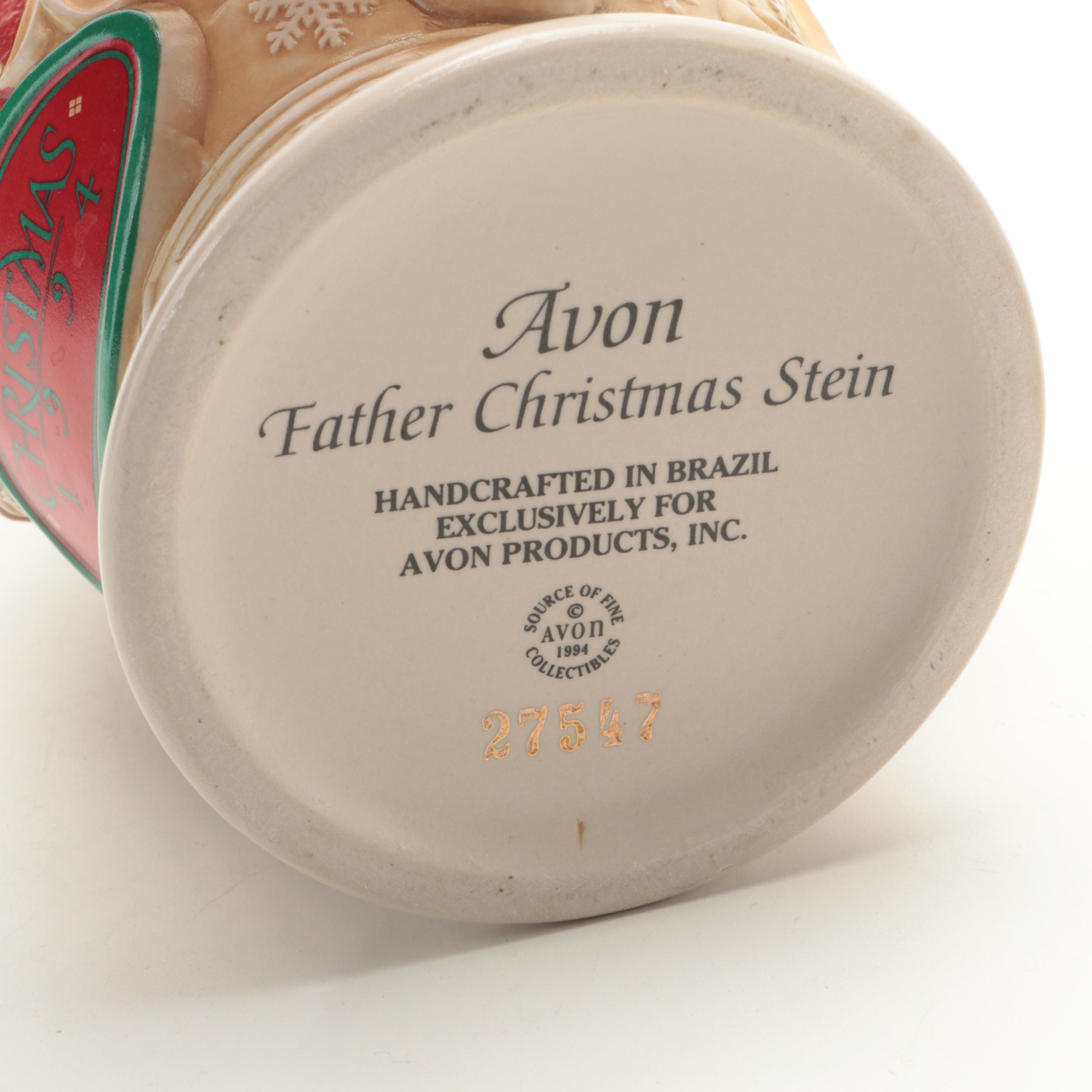 Avon "A Christmas Carol" and "Father Christmas" Ceramic Steins