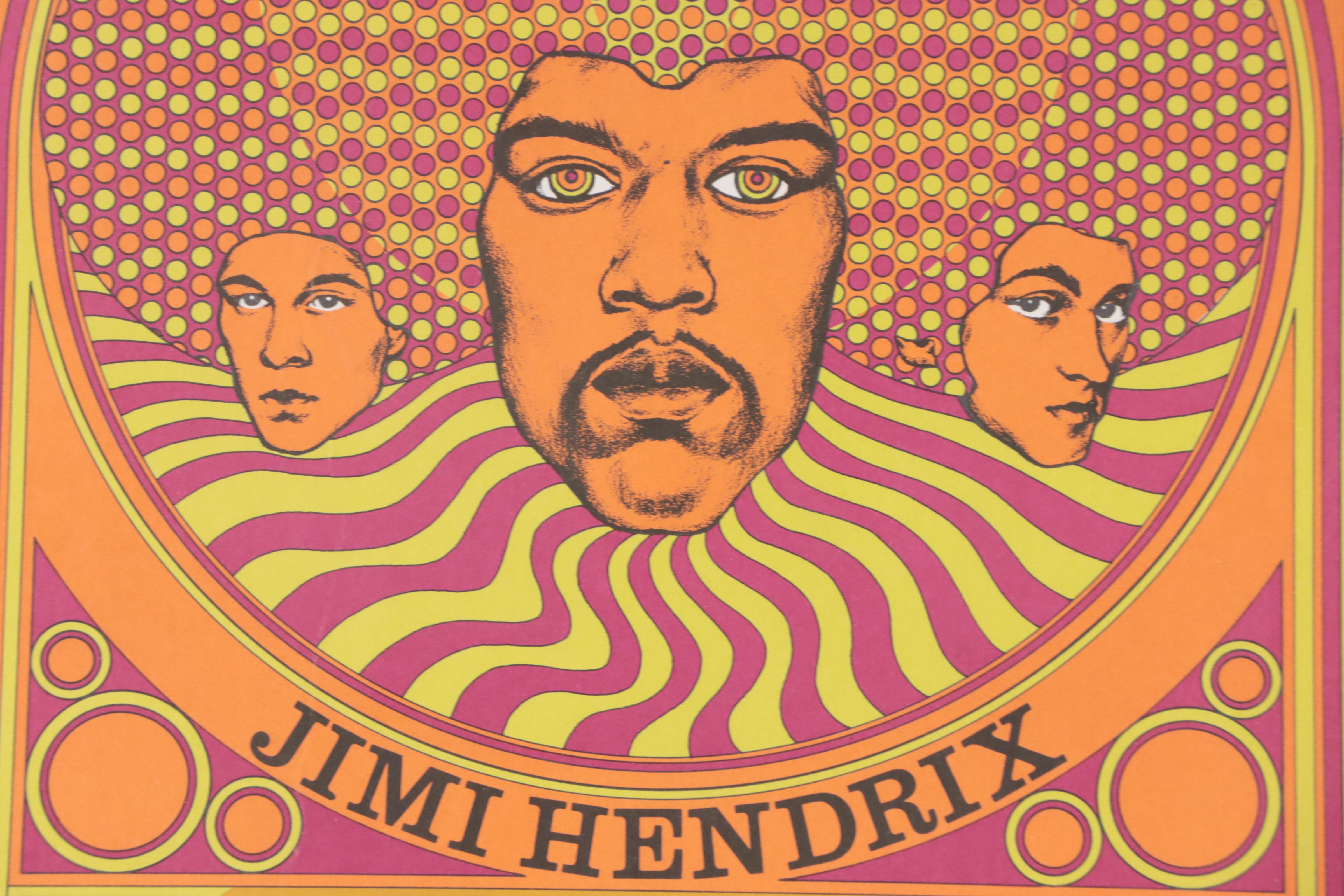 Jimi Hendrix Color Lithograph Concert Poster, 1968