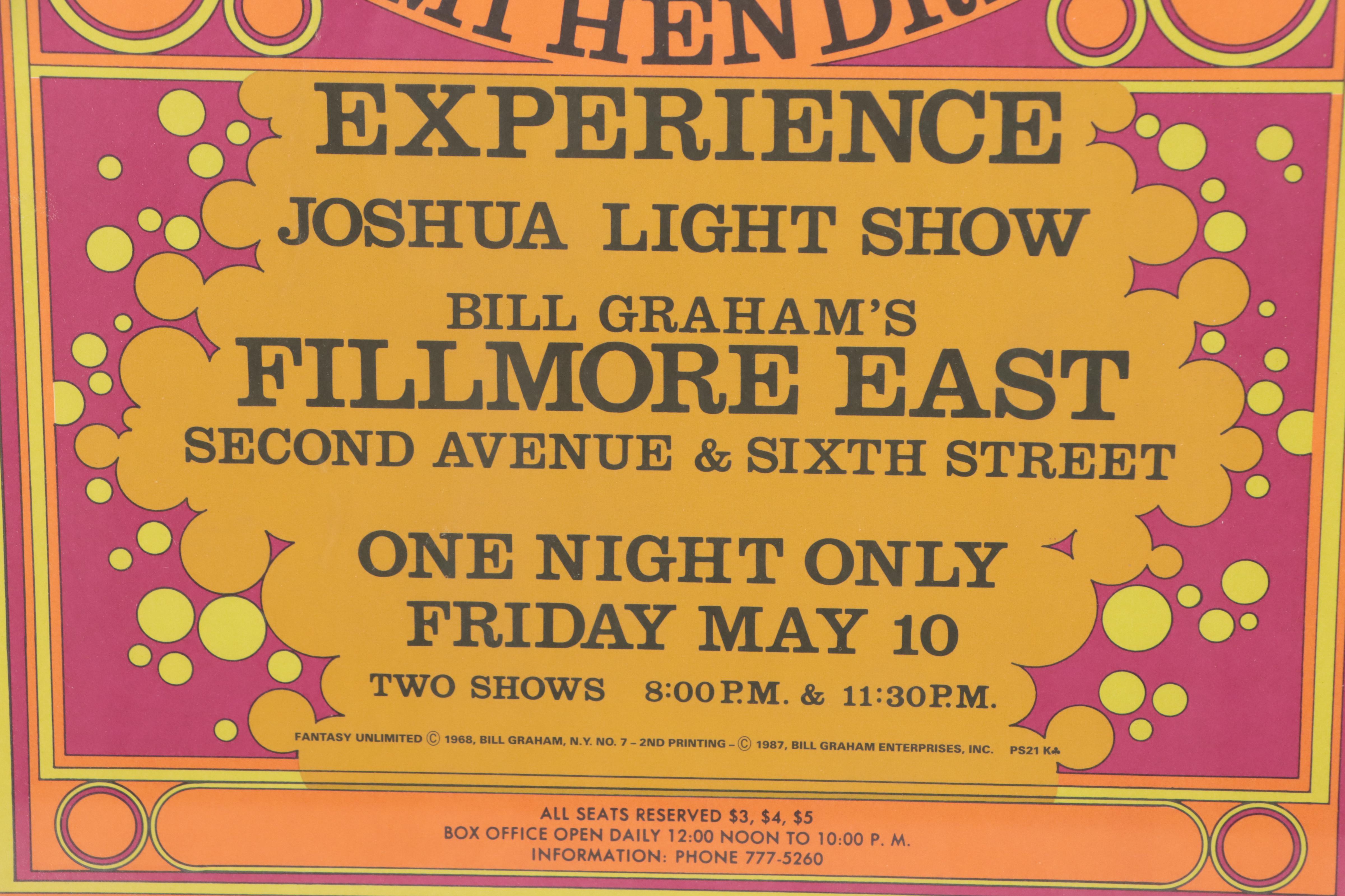 Jimi Hendrix Color Lithograph Concert Poster, 1968