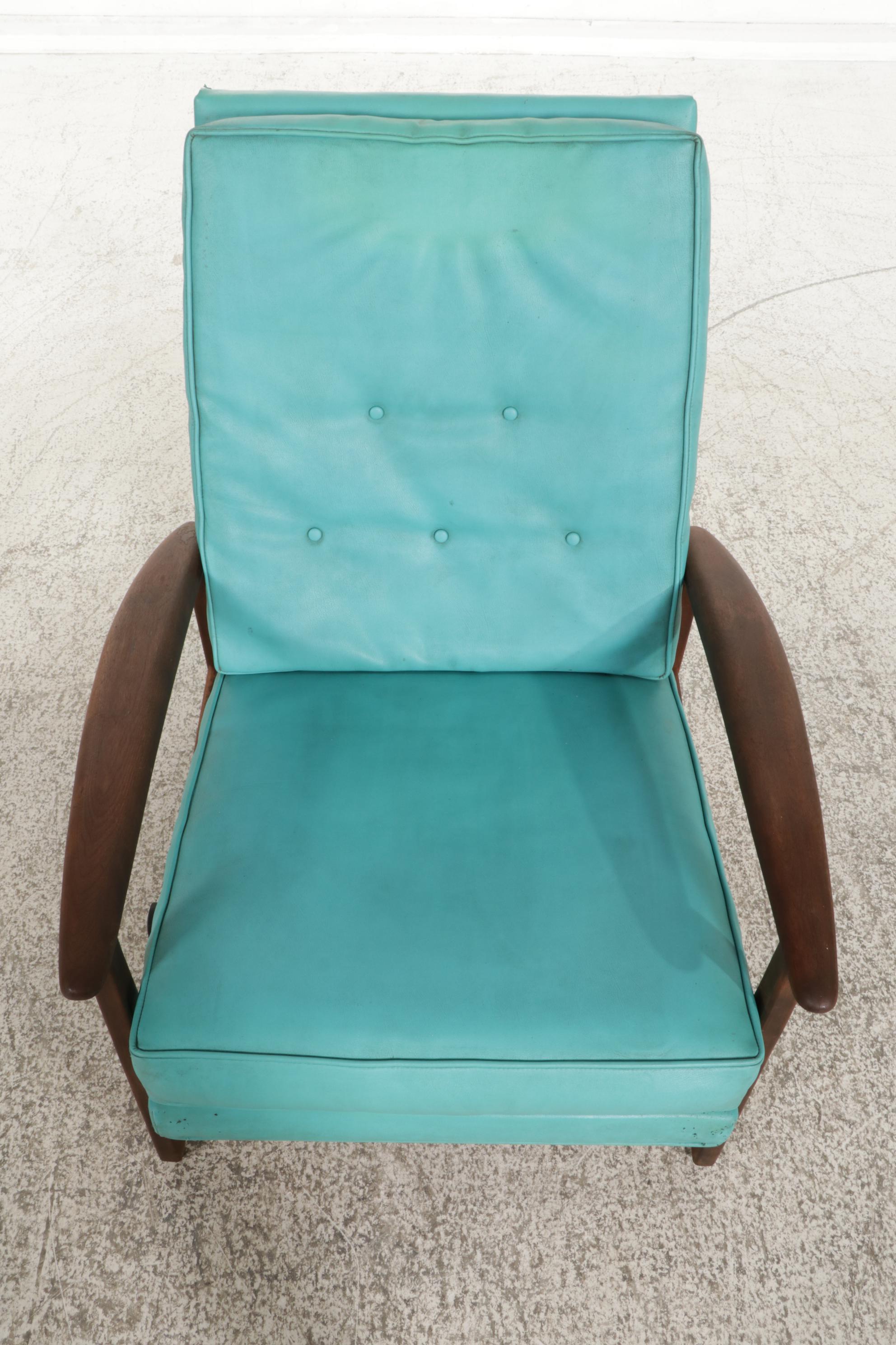 Mid Century Modern Walnut Platform Rocking Lounge Chair on Casters, 1960s