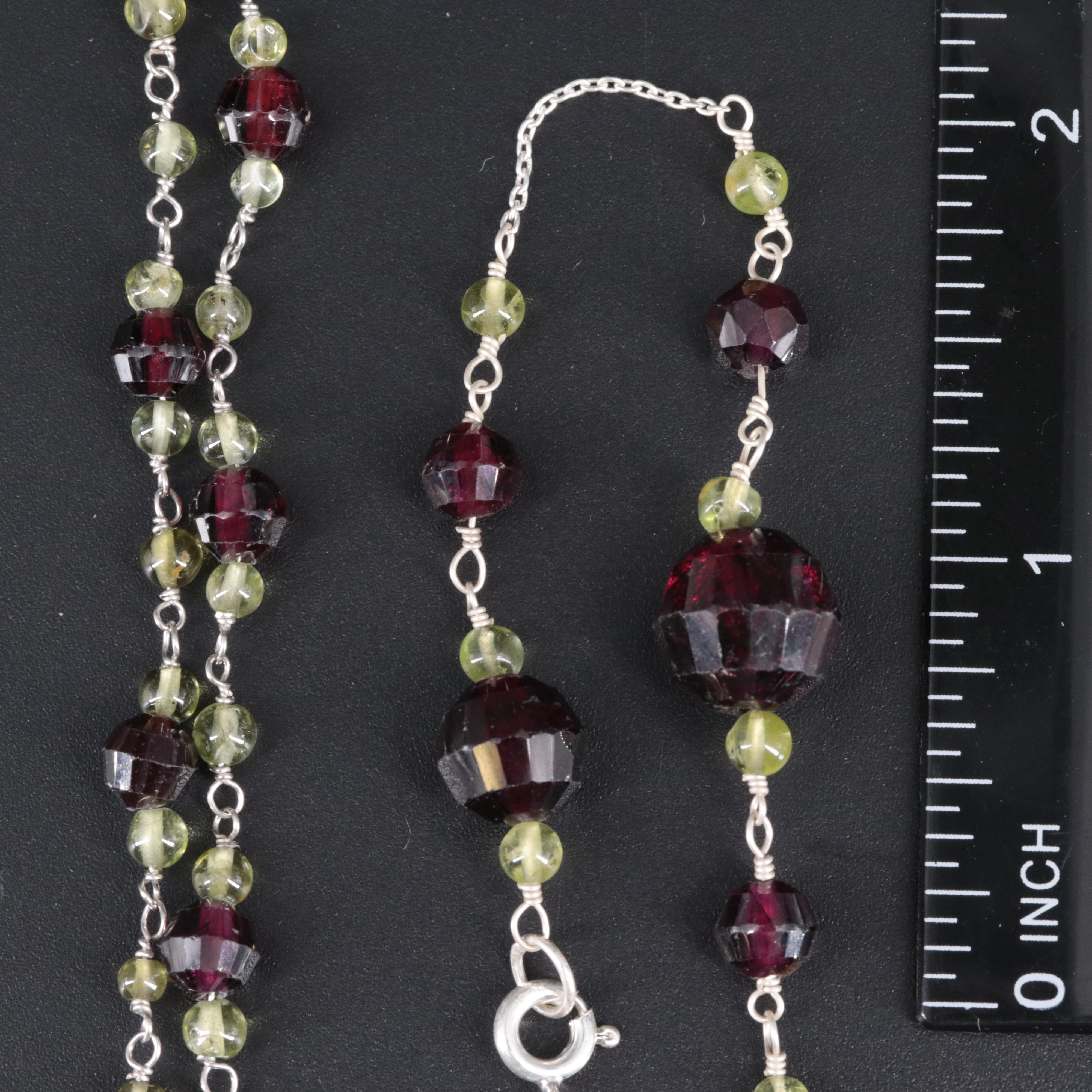 Sterling Gemstone Necklace and Bracelet Set