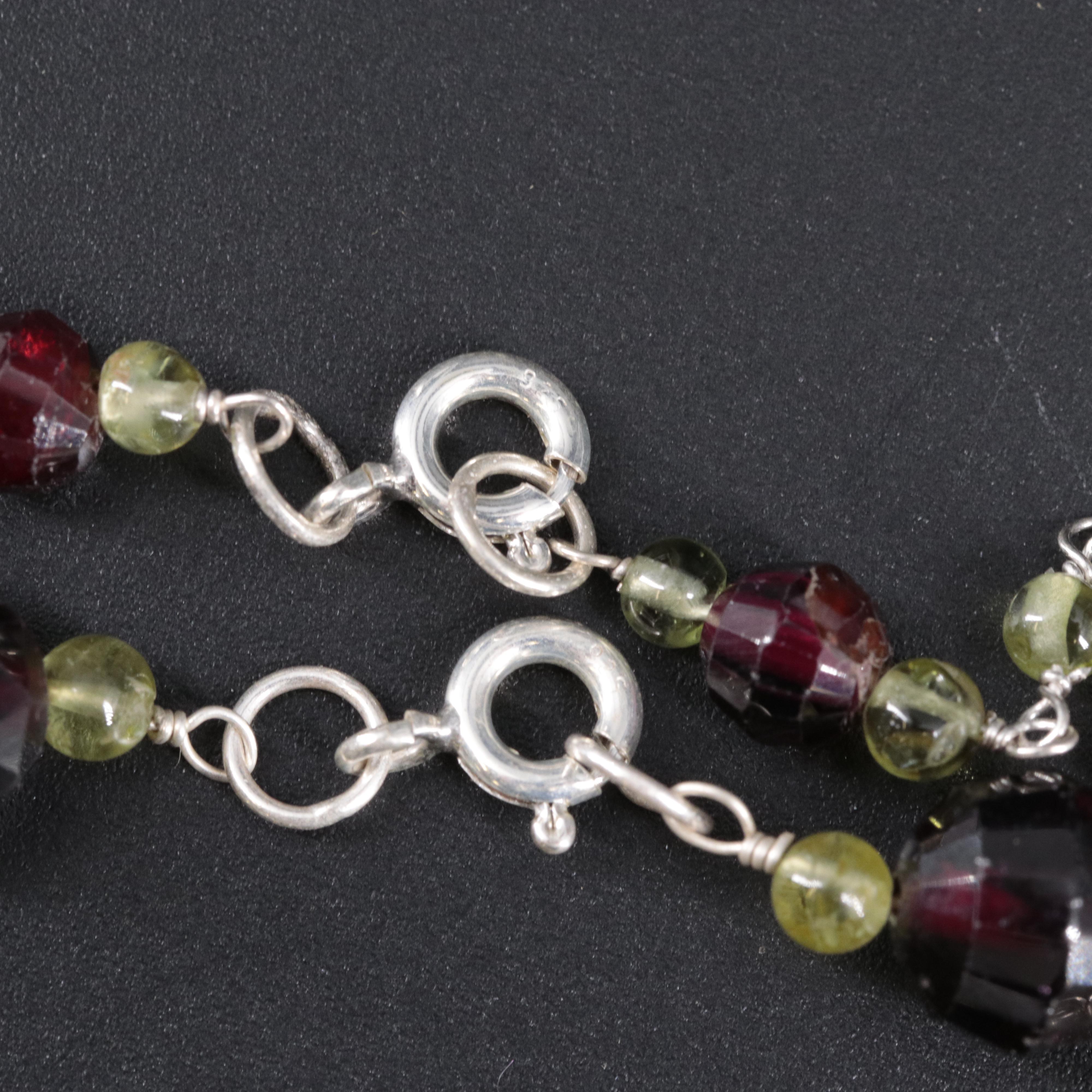 Sterling Gemstone Necklace and Bracelet Set