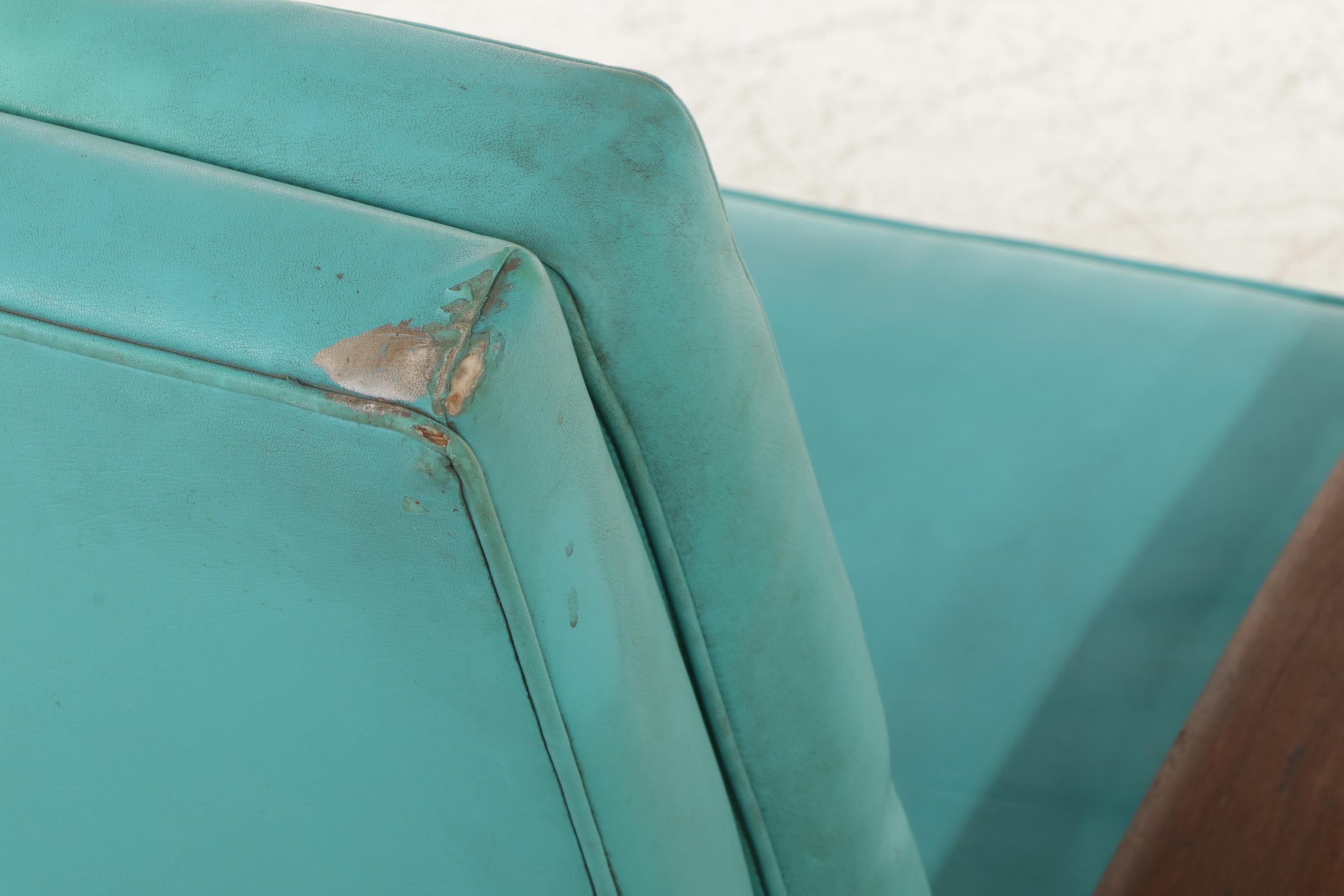 Mid Century Modern Walnut Platform Rocking Lounge Chair on Casters, 1960s