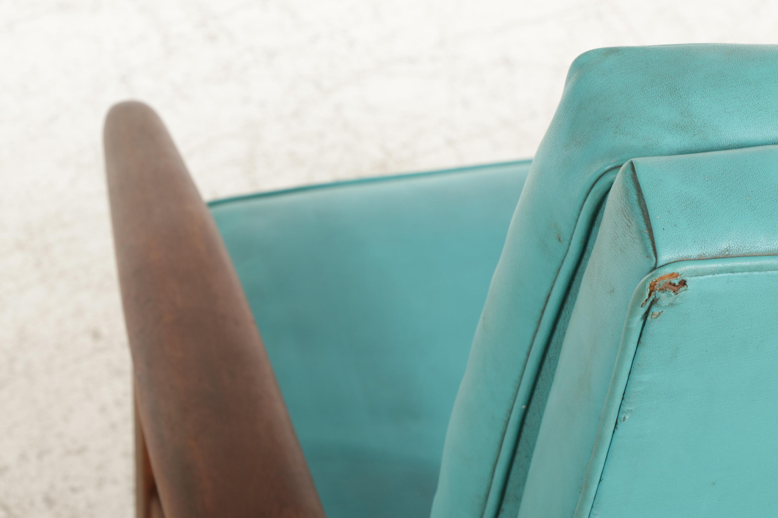 Mid Century Modern Walnut Platform Rocking Lounge Chair on Casters, 1960s