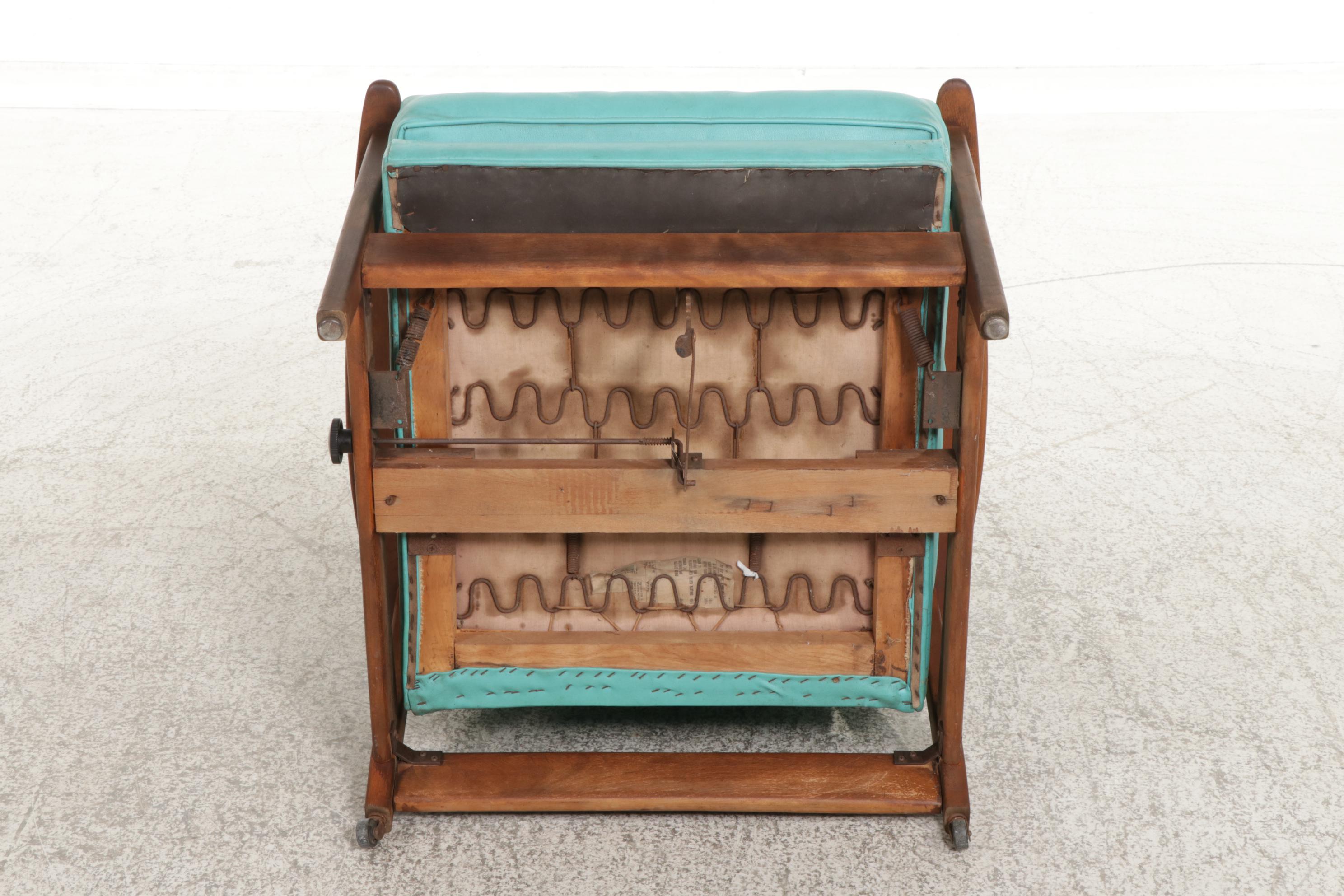 Mid Century Modern Walnut Platform Rocking Lounge Chair on Casters, 1960s