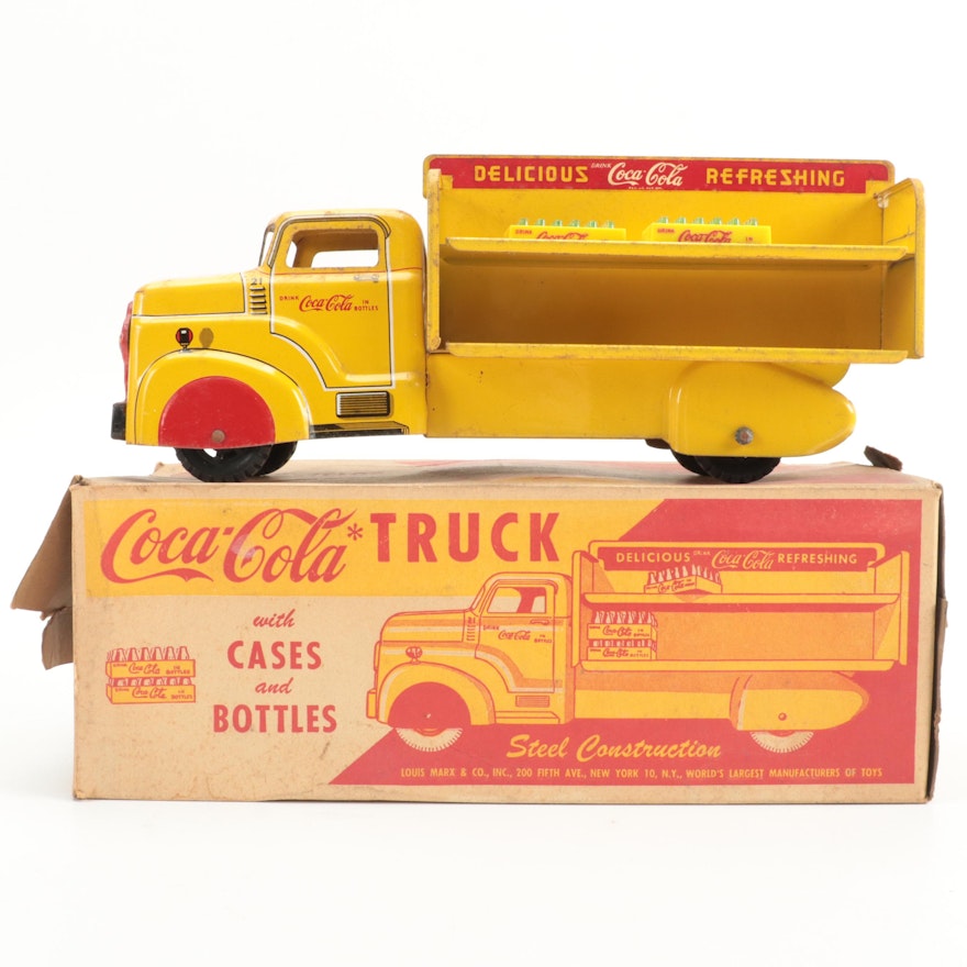 Louis Marx & Co. Pressed Steel Coca-Cola Toy Truck, Mid-20th Century