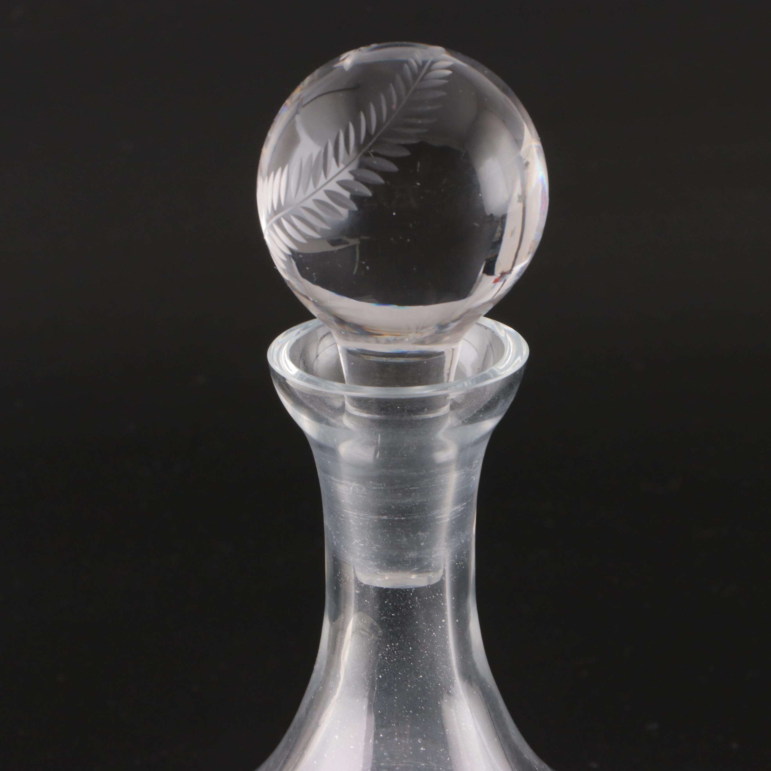 Etched Glass Ships Decanter