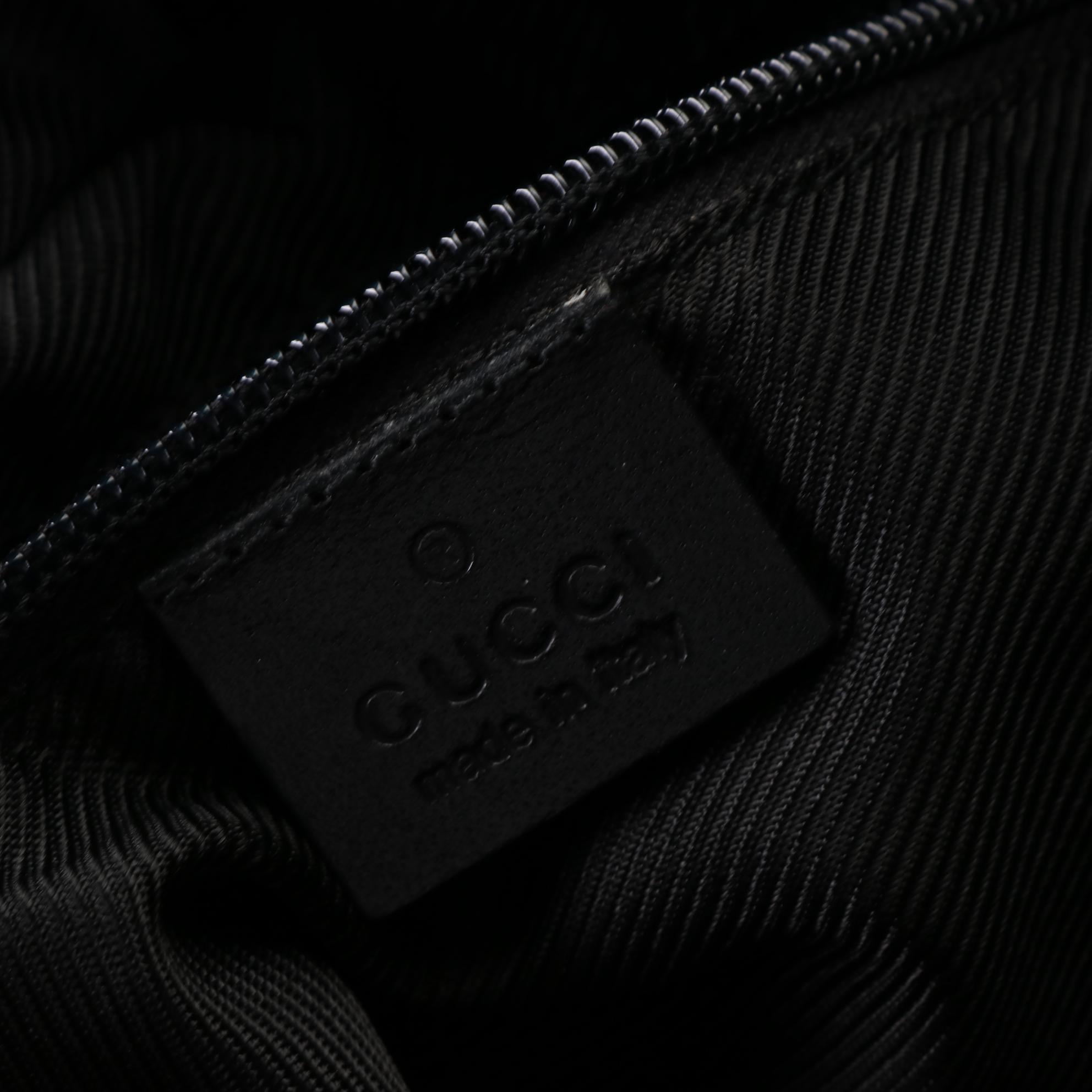 Gucci Web Strap Tote in Black GG Canvas and Leather