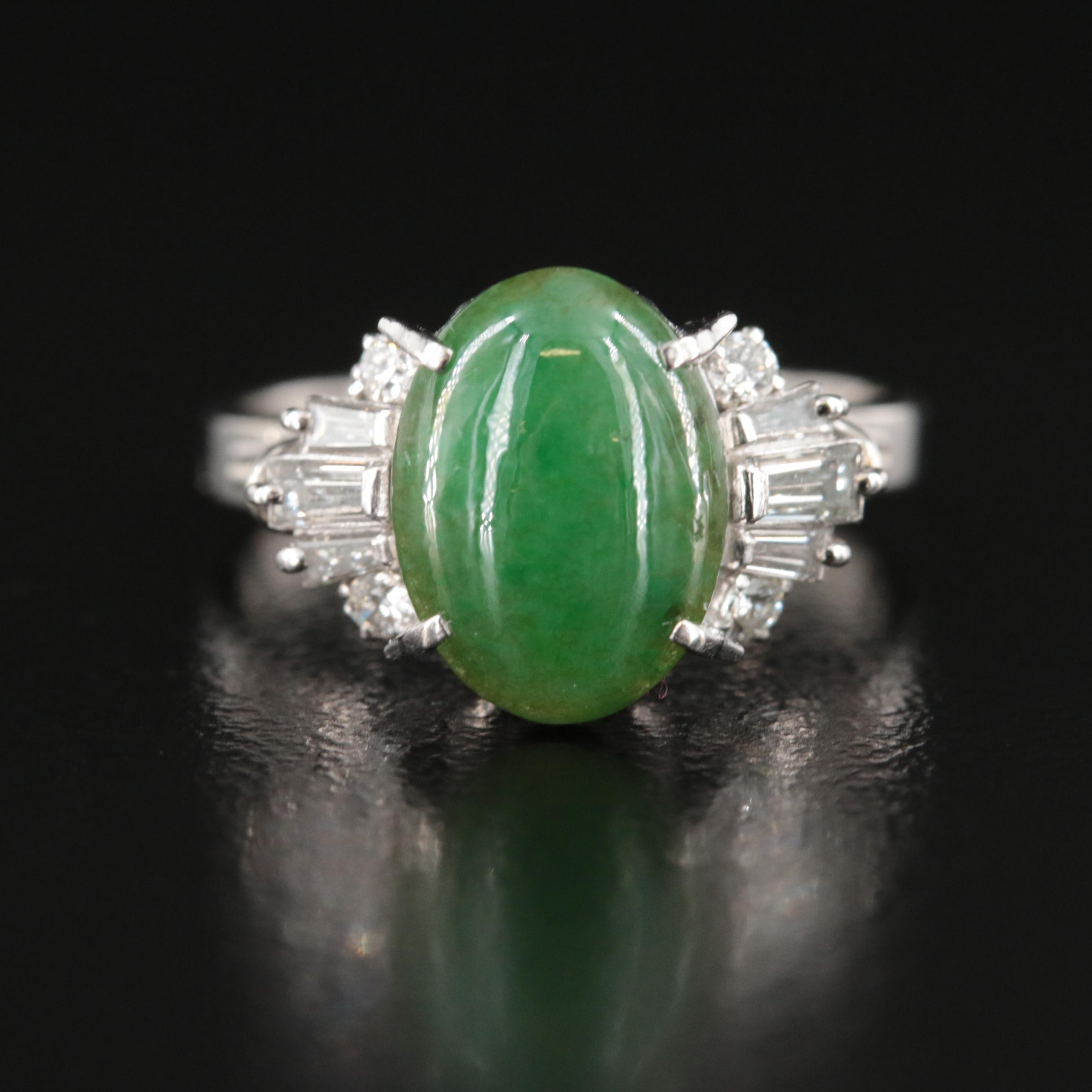 Platinum Jadeite and Diamond Ring