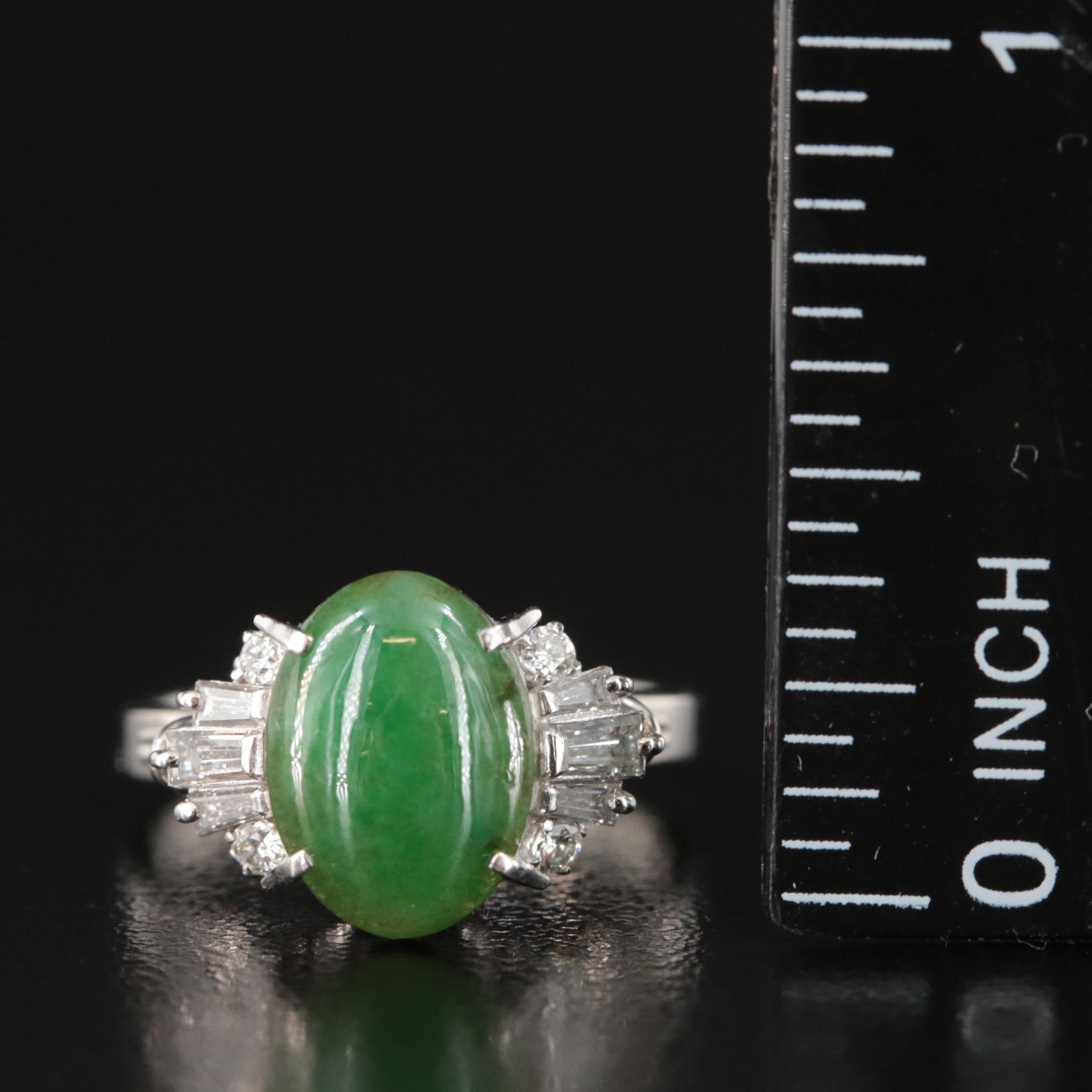 Platinum Jadeite and Diamond Ring