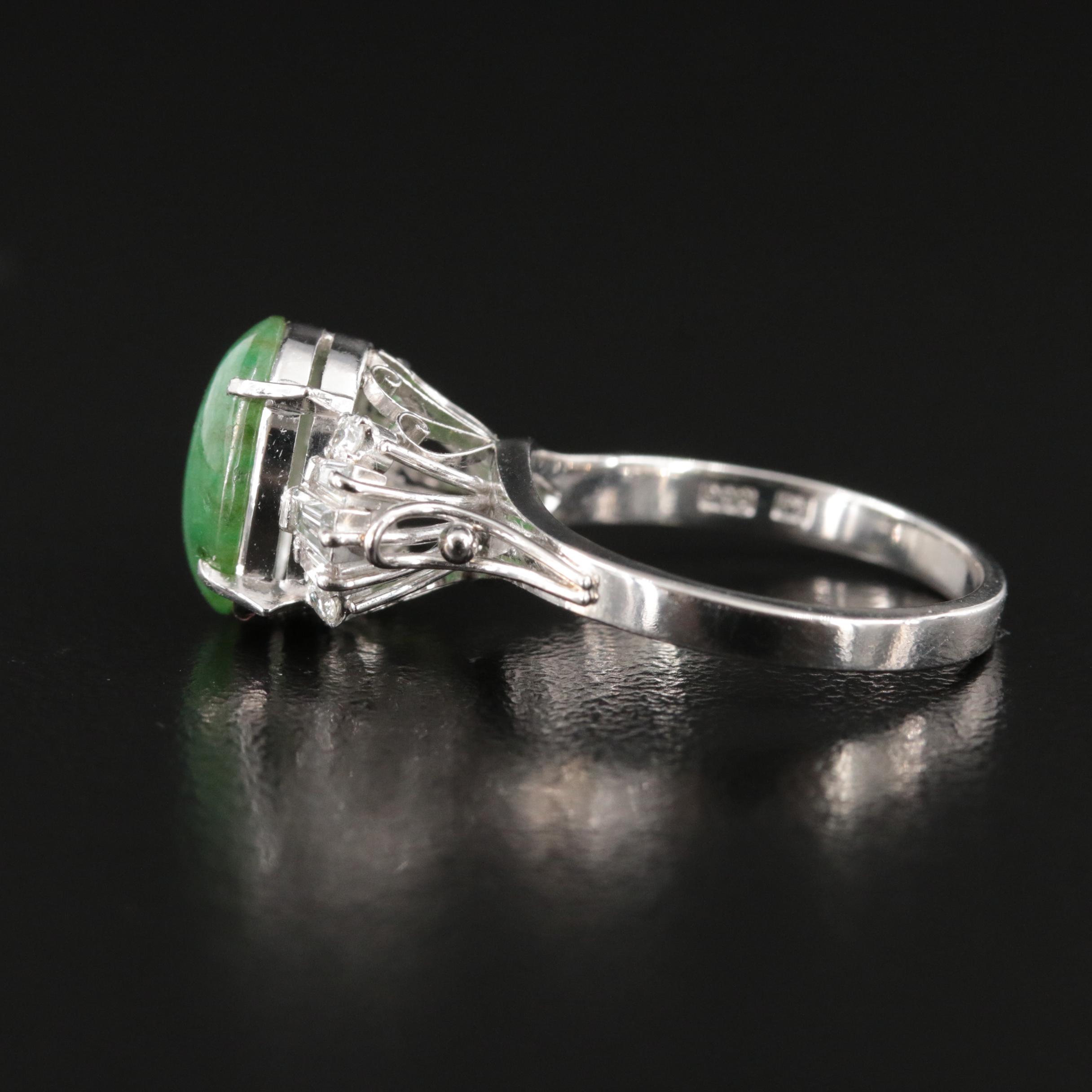 Platinum Jadeite and Diamond Ring