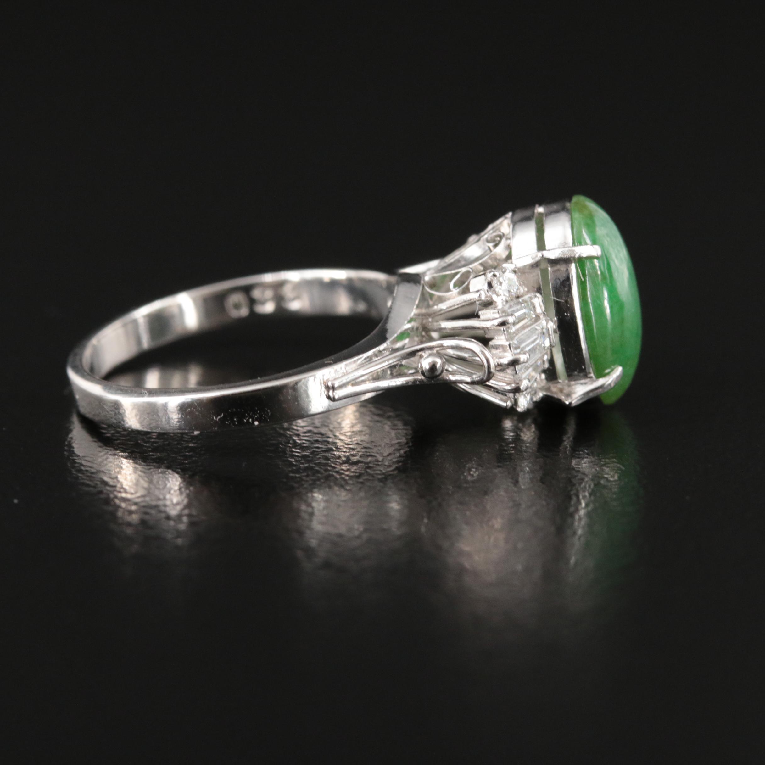 Platinum Jadeite and Diamond Ring