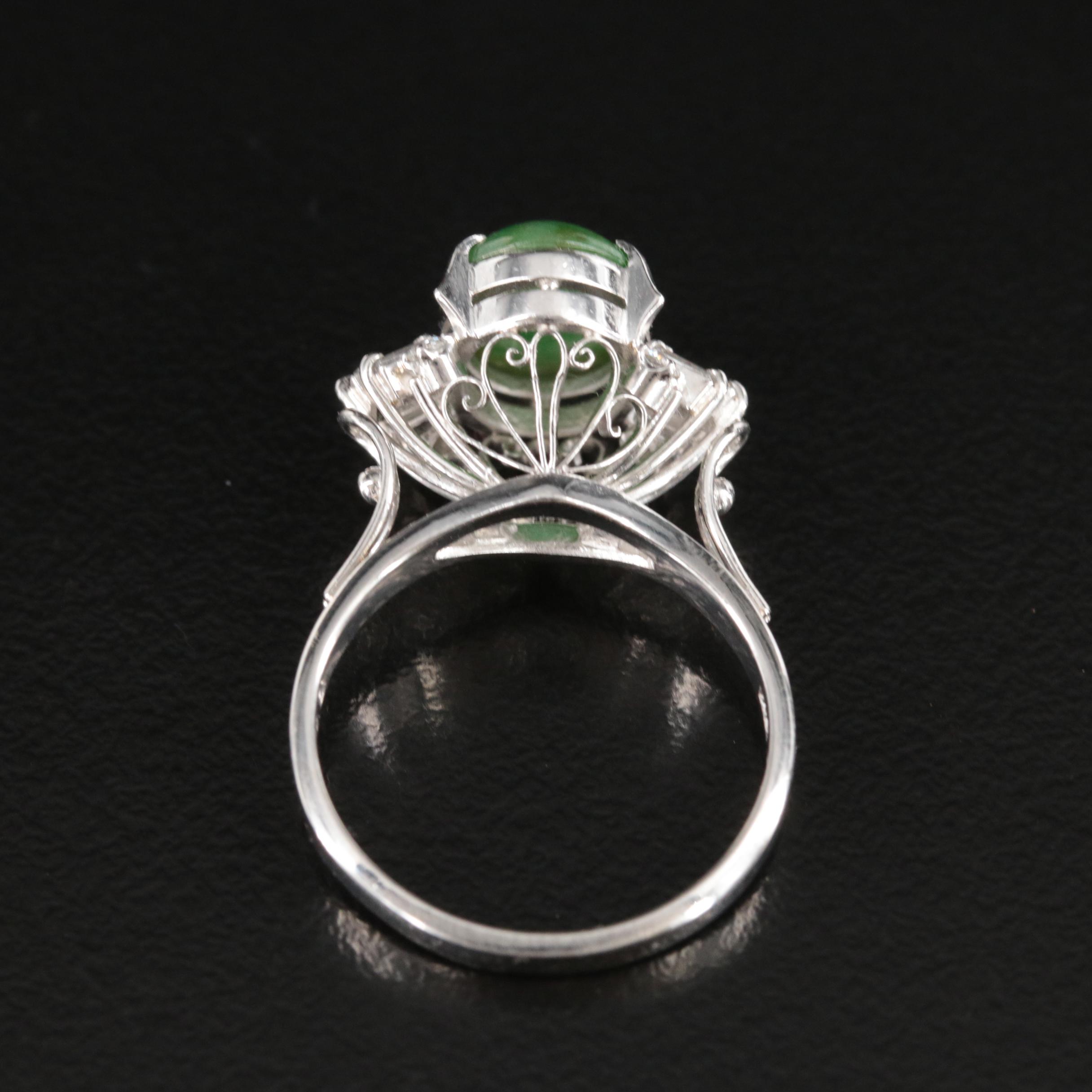 Platinum Jadeite and Diamond Ring