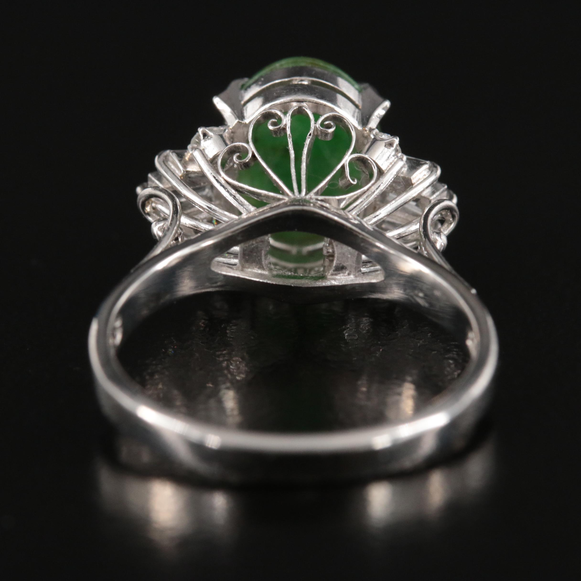 Platinum Jadeite and Diamond Ring