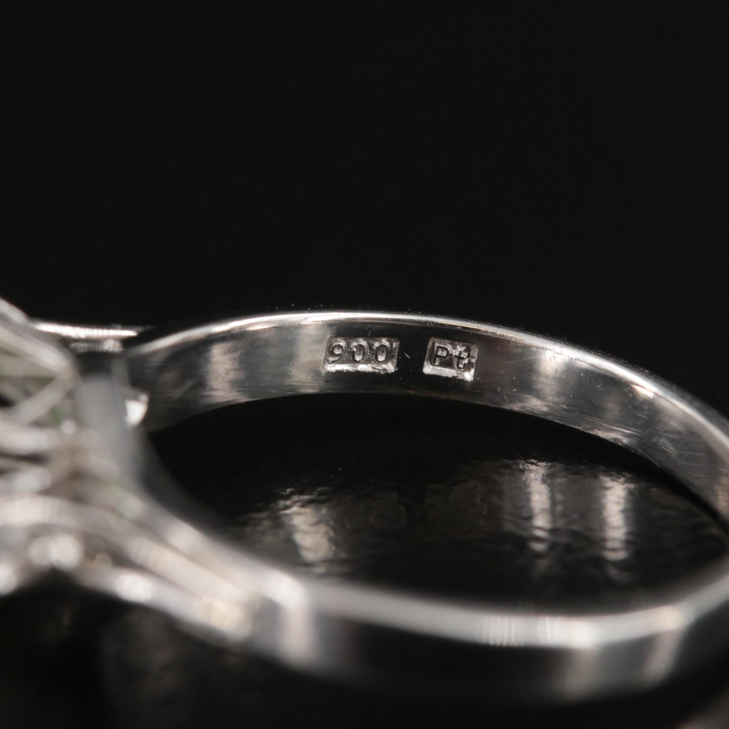 Platinum Jadeite and Diamond Ring