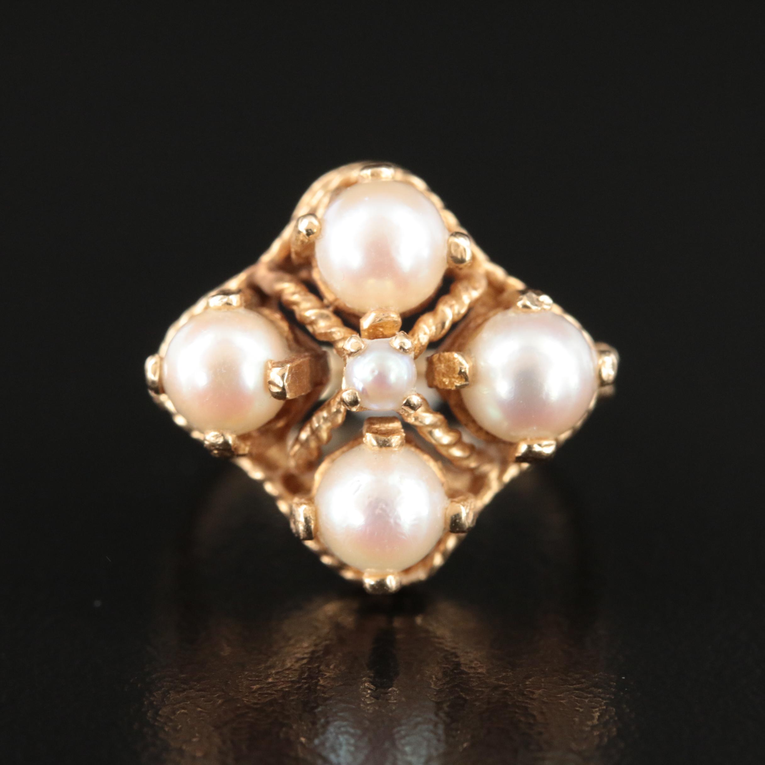 14K Pearl and Seed Pearl Ring