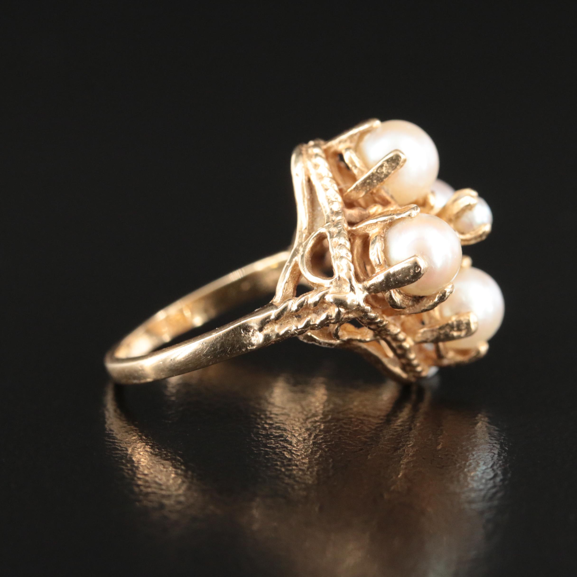 14K Pearl and Seed Pearl Ring
