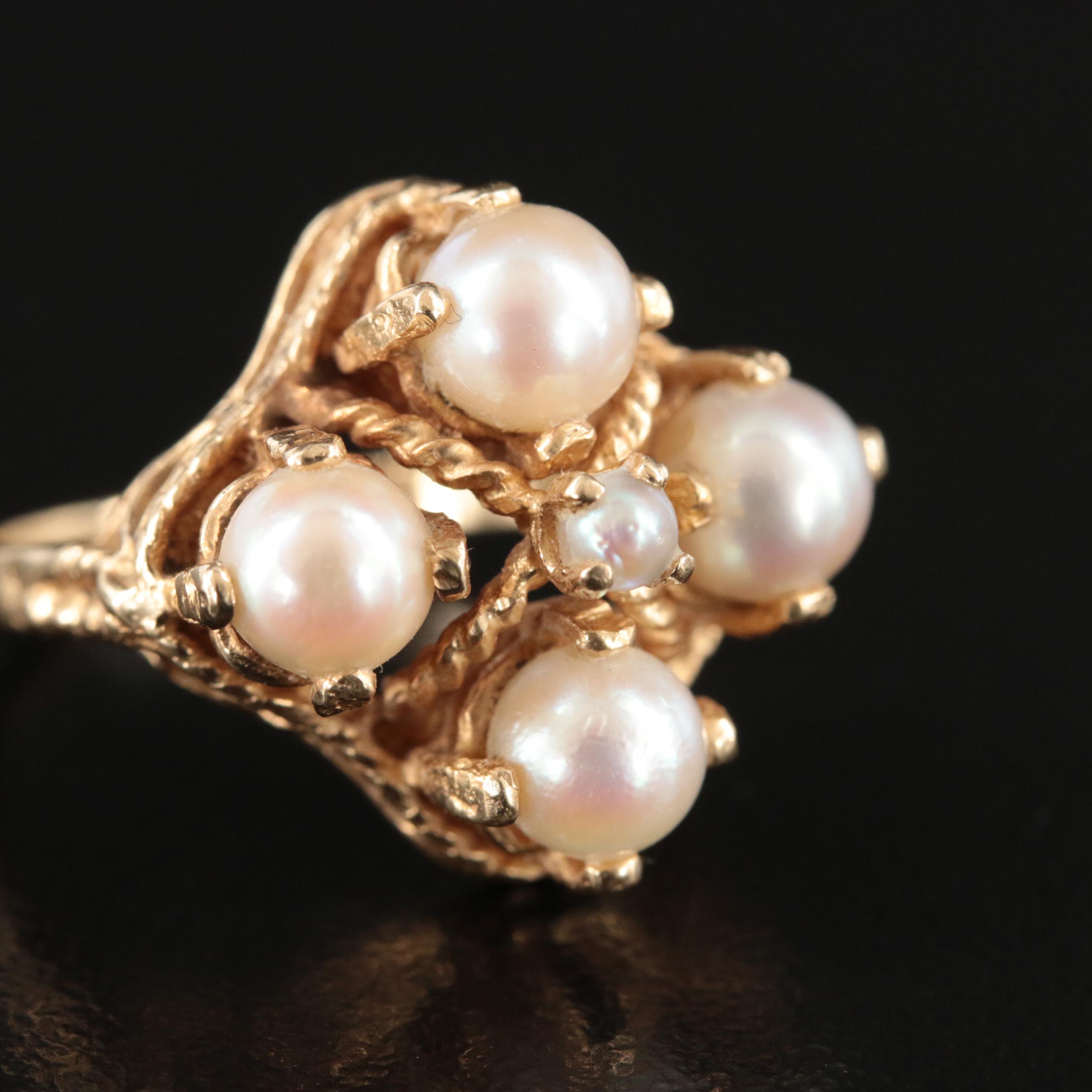 14K Pearl and Seed Pearl Ring