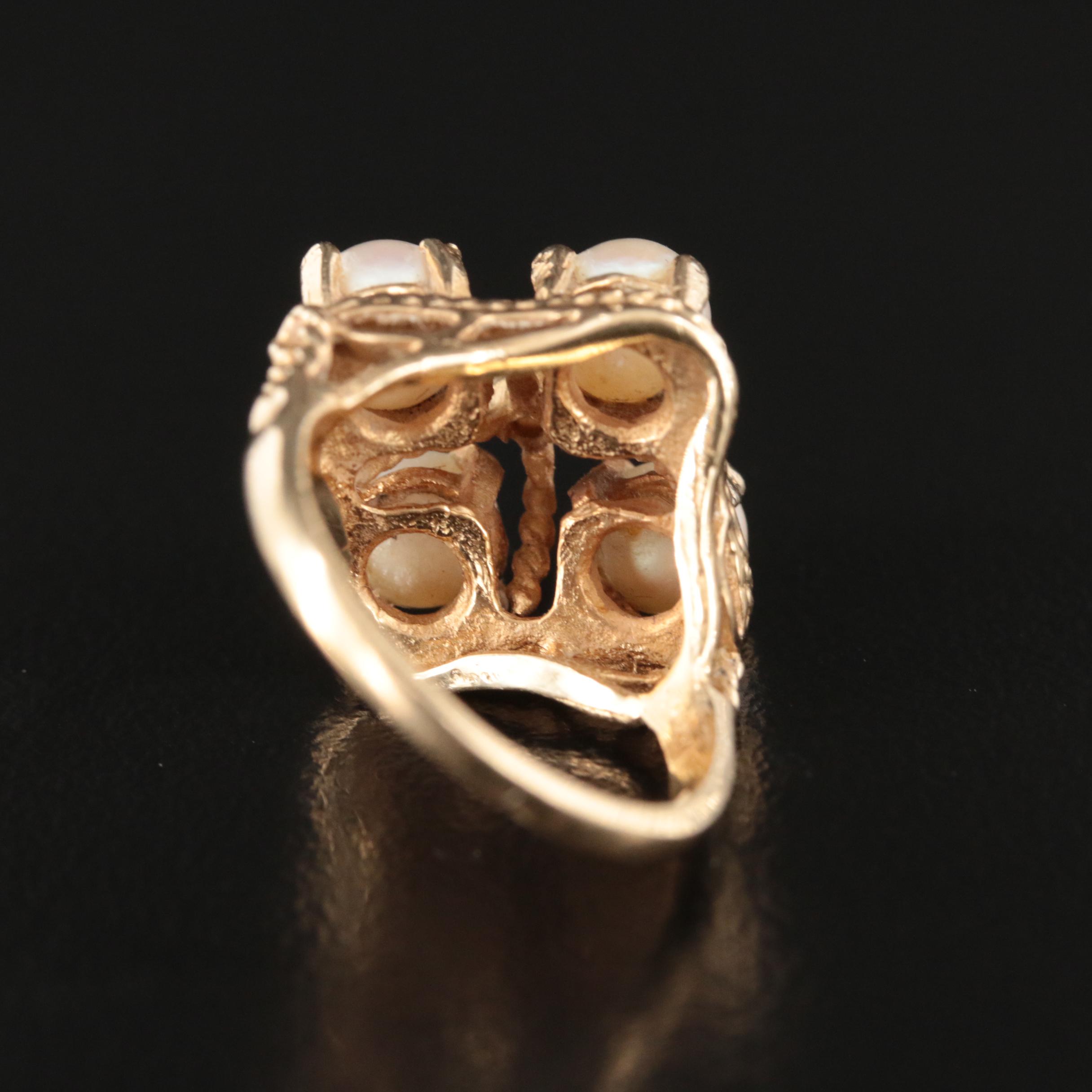 14K Pearl and Seed Pearl Ring