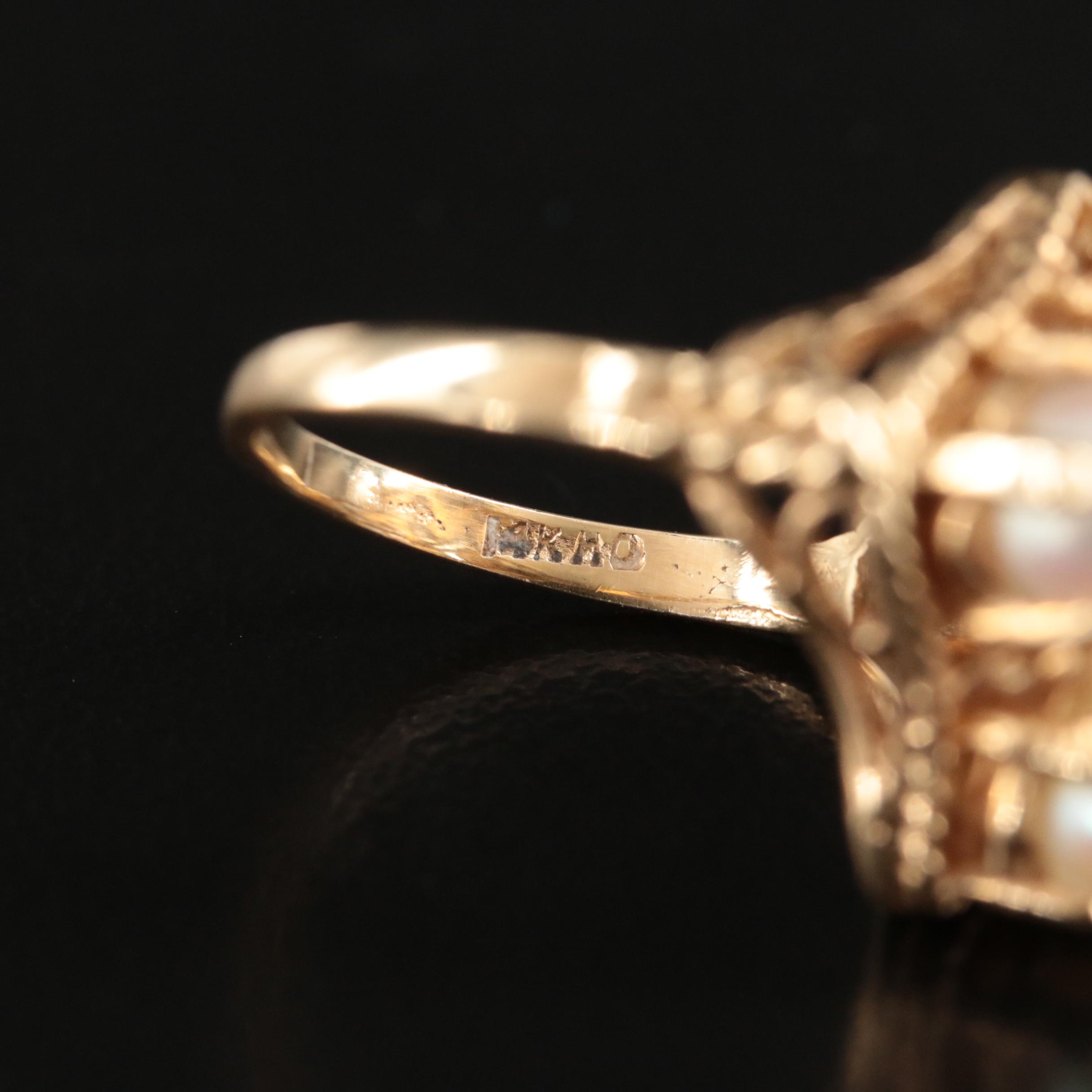 14K Pearl and Seed Pearl Ring