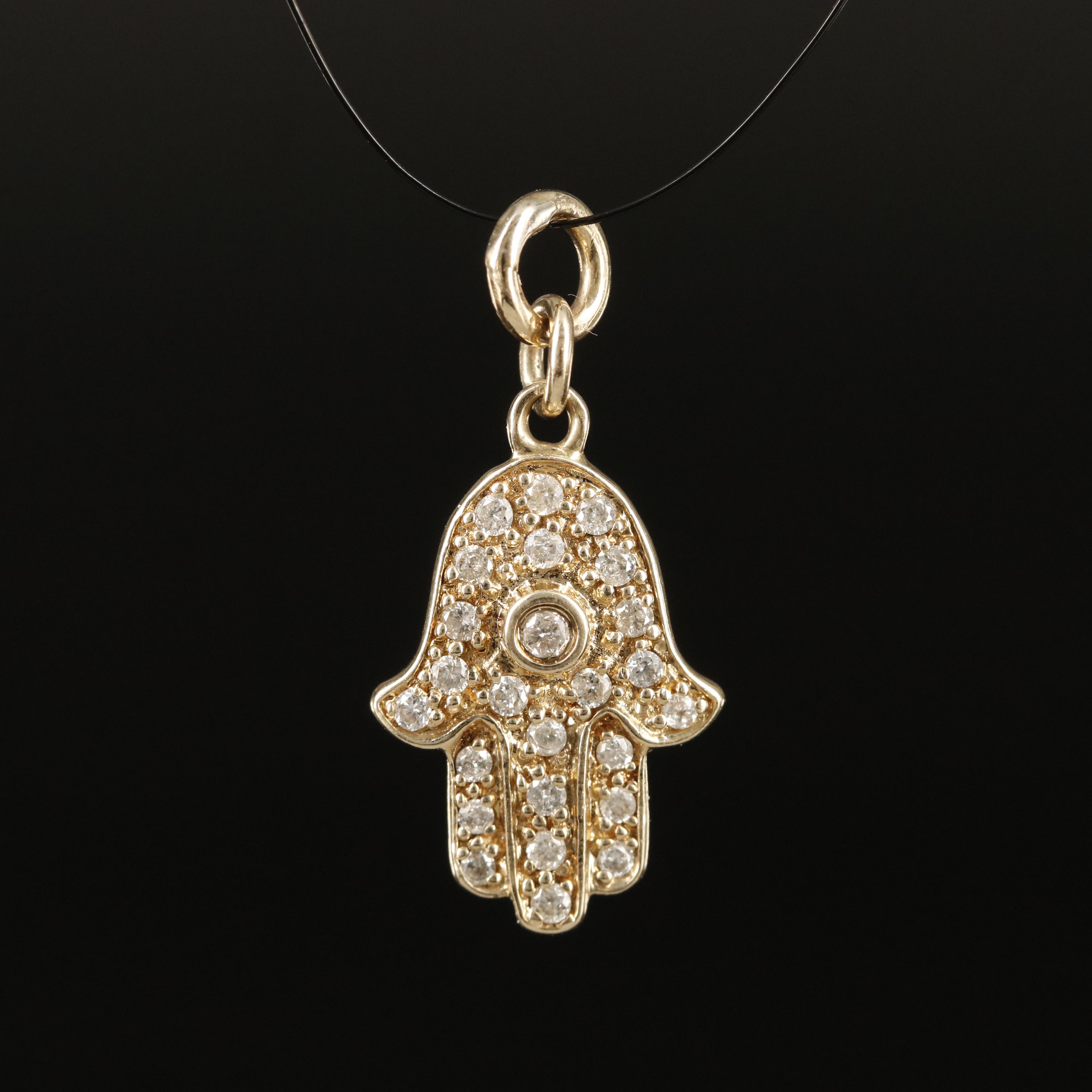 14K 0.21 CTW Diamond Hamsa Pendant