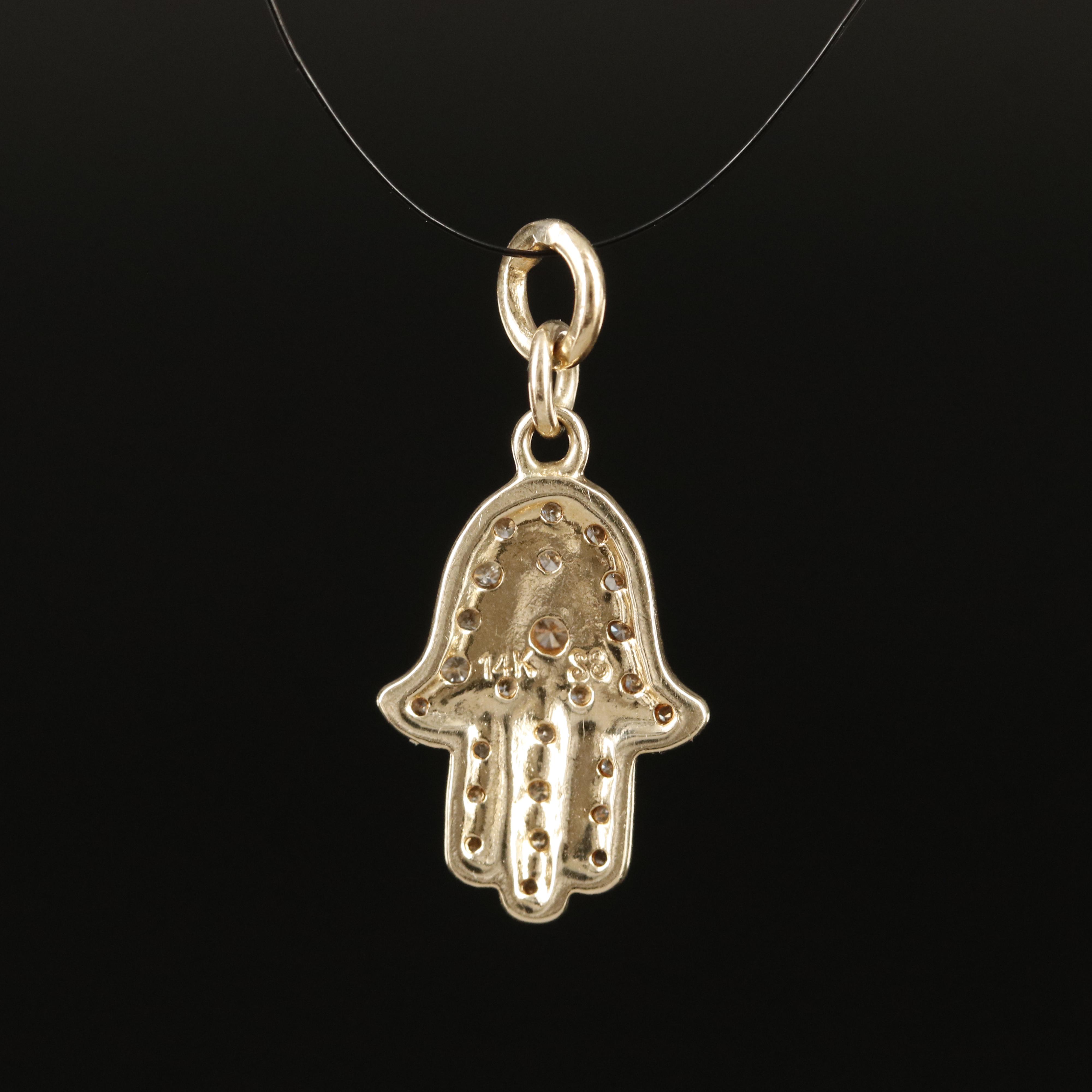 14K 0.21 CTW Diamond Hamsa Pendant