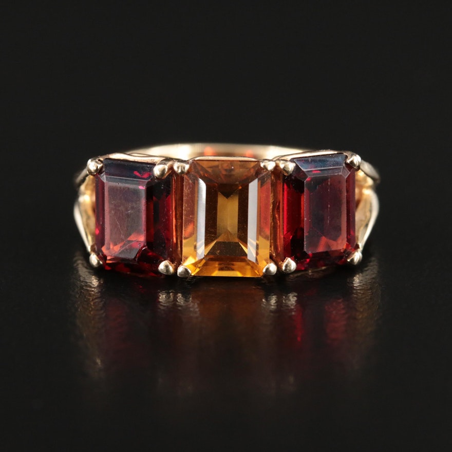 14K Garnet and Citrine Ring