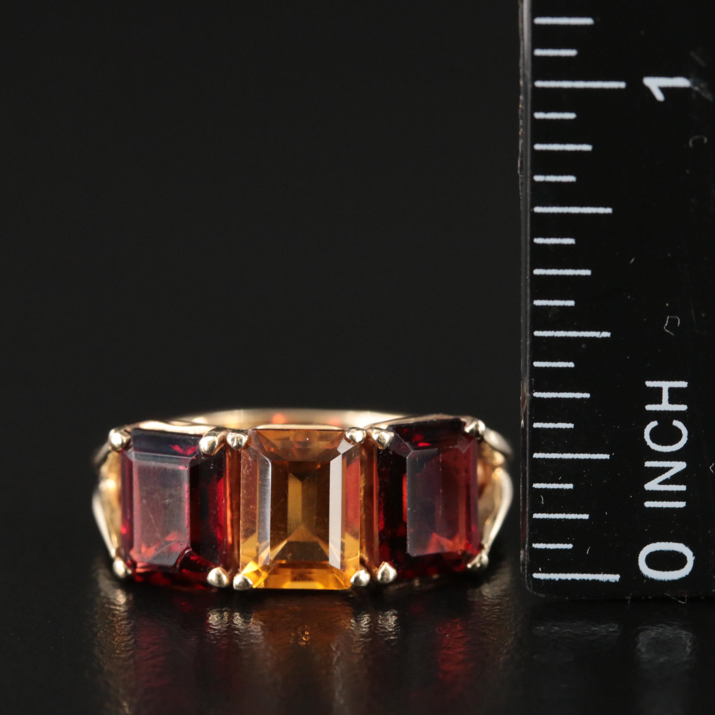 14K Garnet and Citrine Ring
