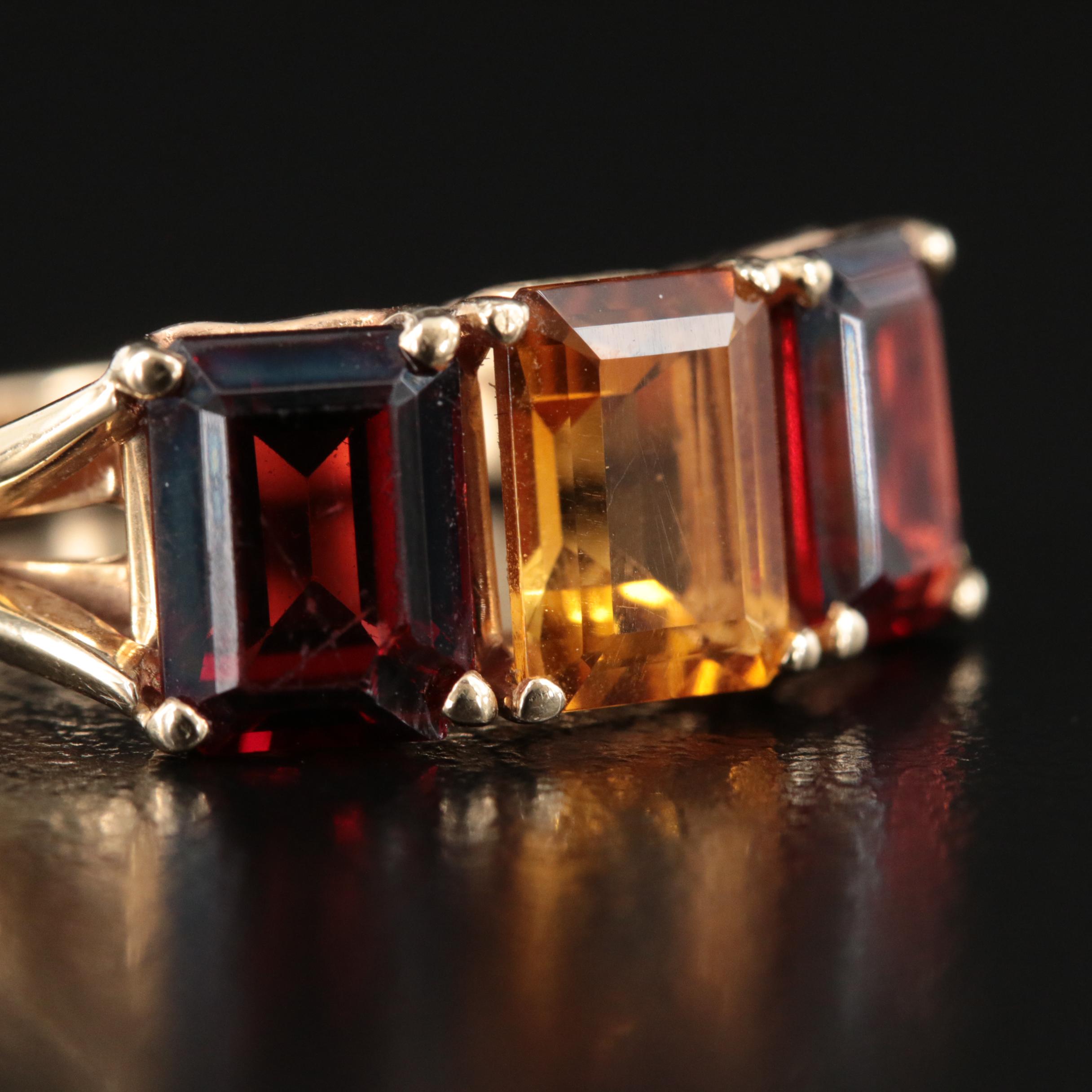 14K Garnet and Citrine Ring