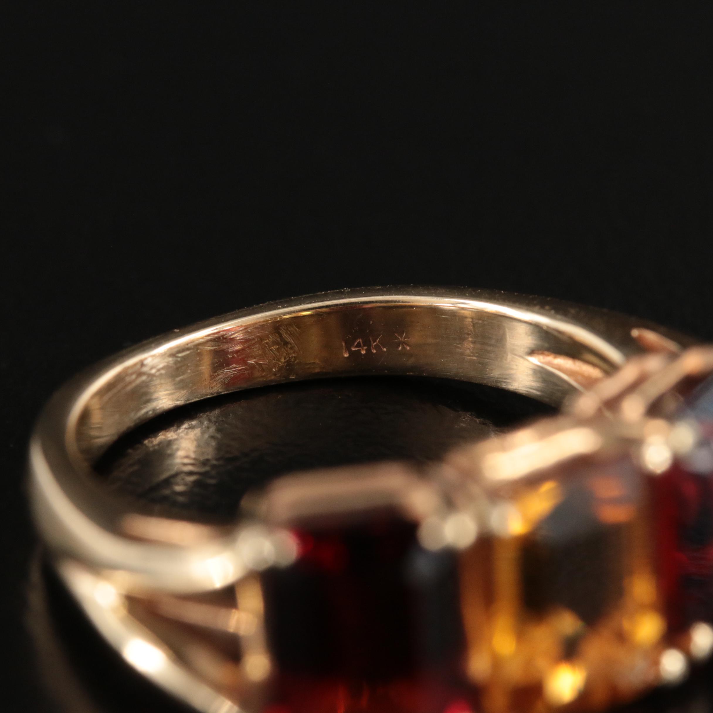 14K Garnet and Citrine Ring