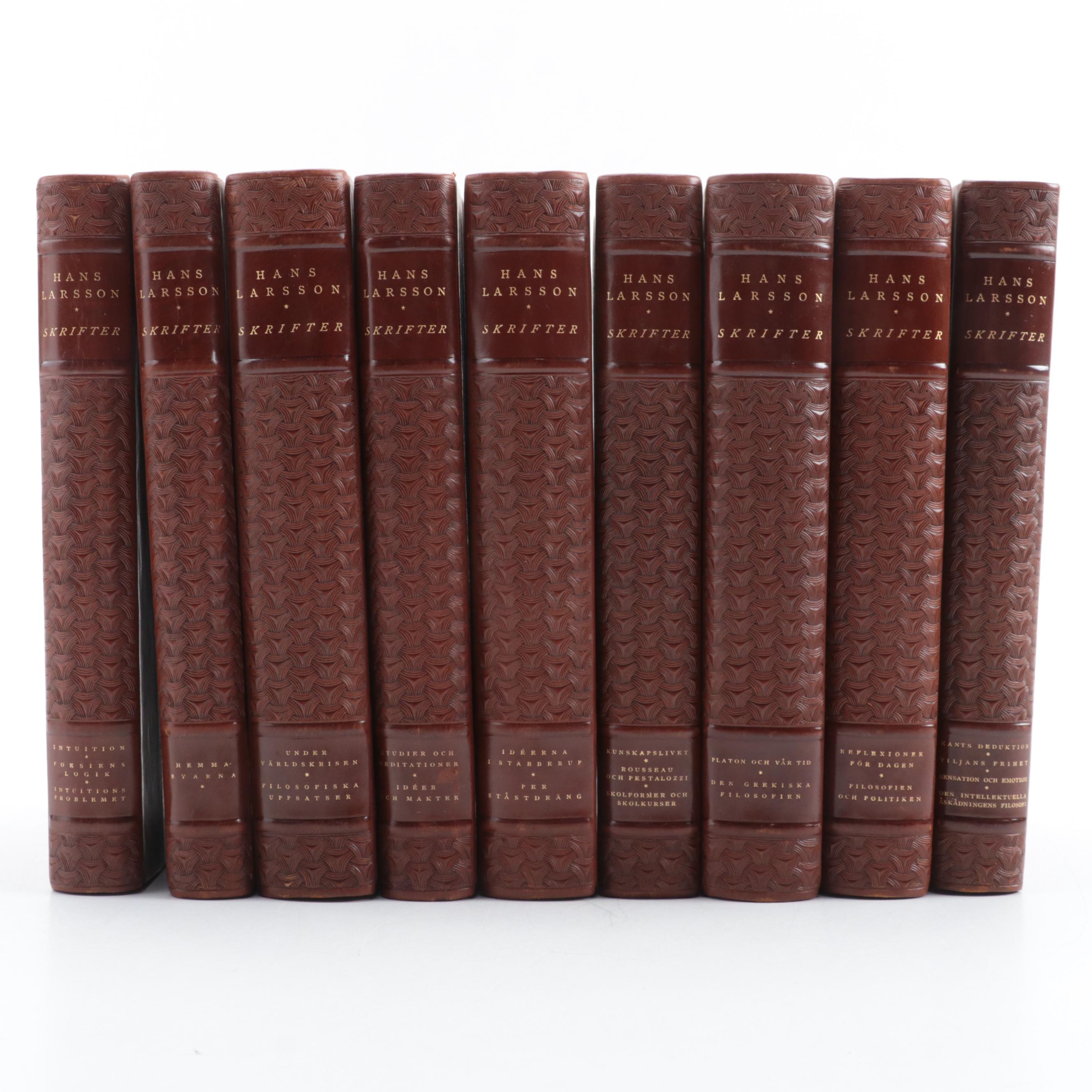 Leather Bound "Skrifter av Hans Larsson" Nine-Volume Set, 1920–1925