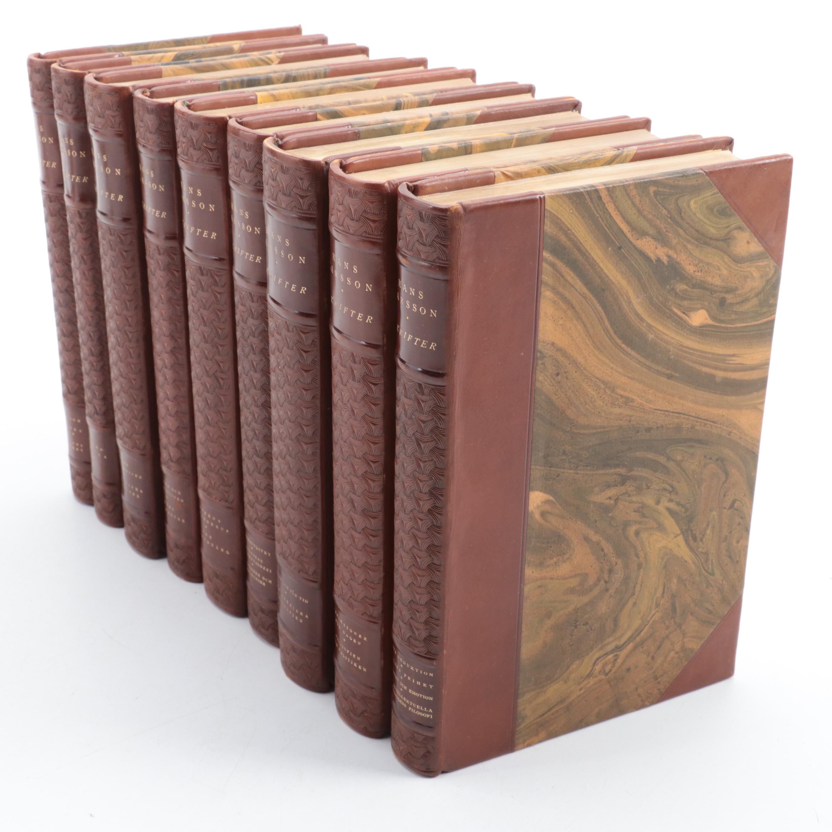 Leather Bound "Skrifter av Hans Larsson" Nine-Volume Set, 1920–1925